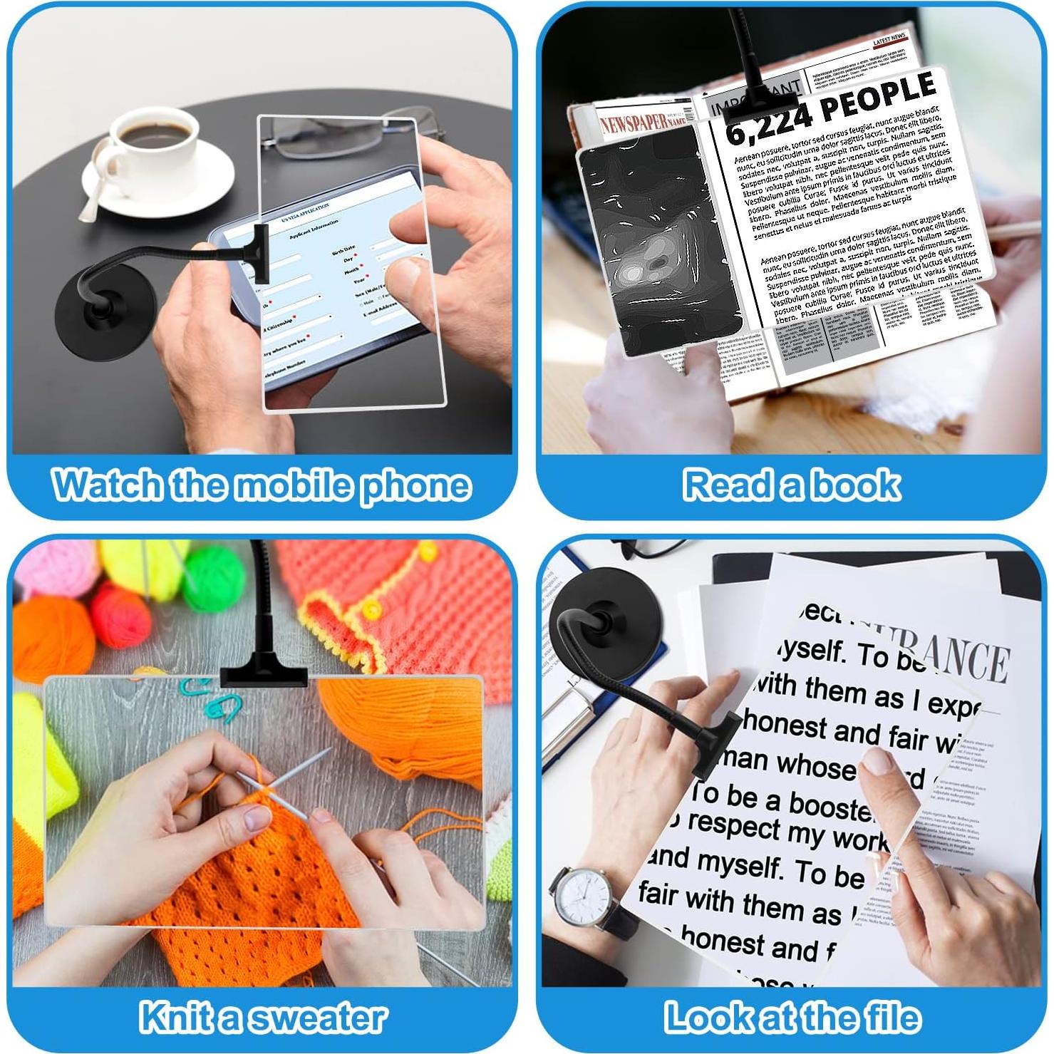 Lupa de Soporte JUOIFIP 10x6" (25.4x15.24 cm) 4x Magnificación