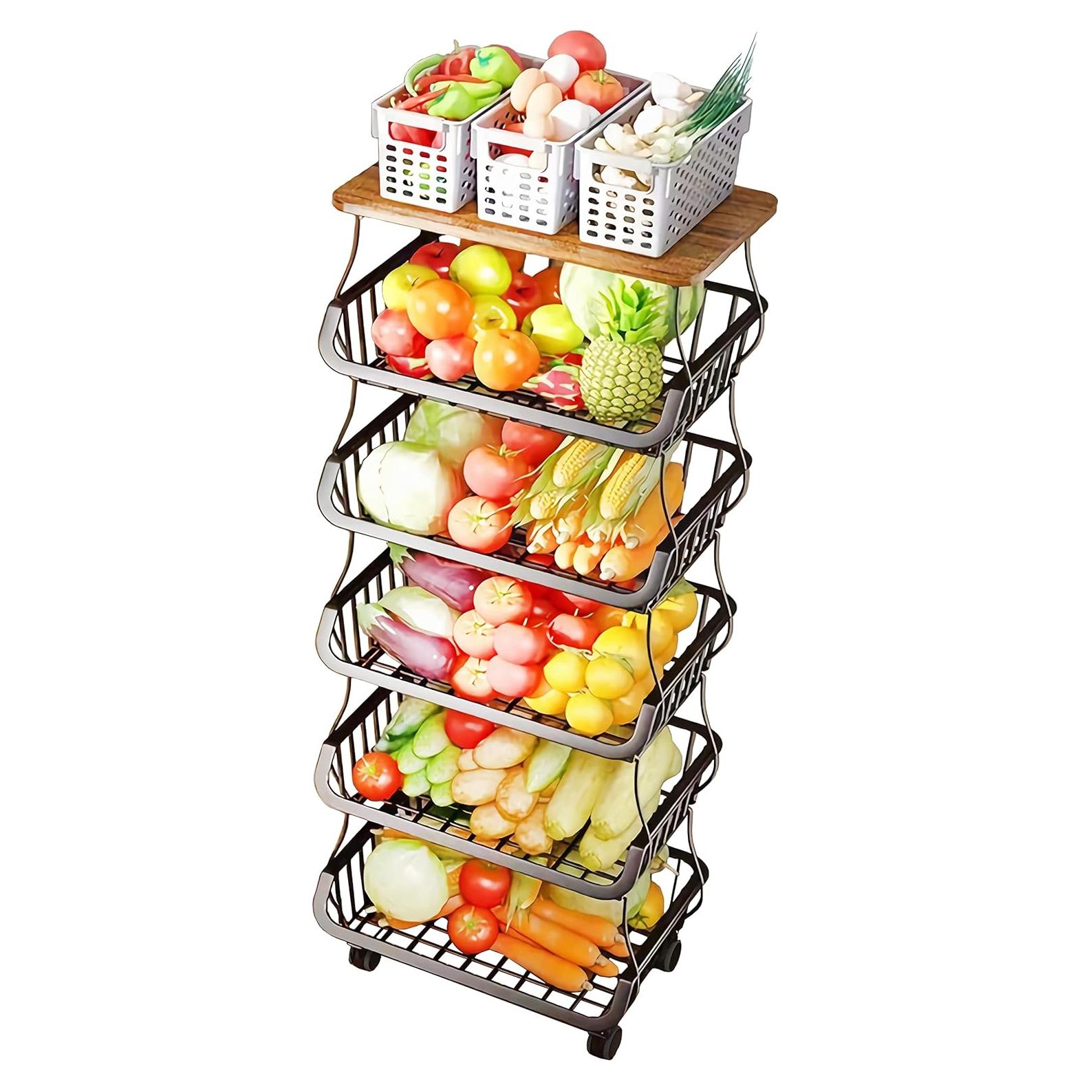 Carro de Almacenamiento MURRI&MURRDI 6 Niveles con Tapa de Madera