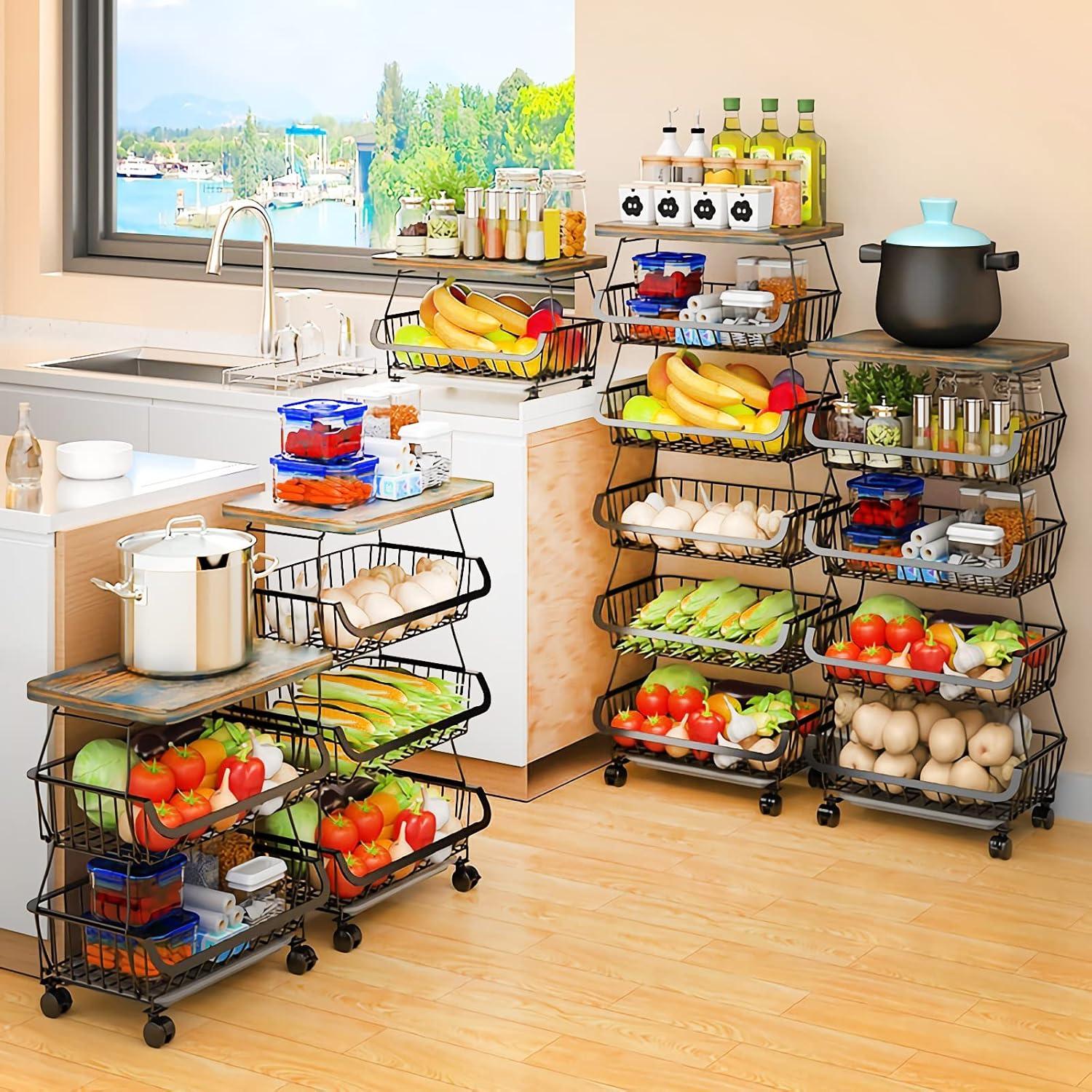 Carro de Almacenamiento MURRI&MURRDI 6 Niveles con Tapa de Madera