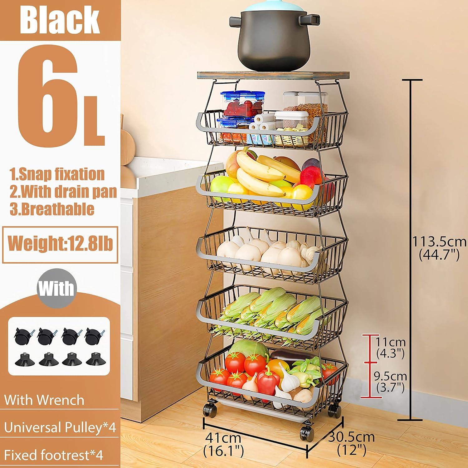 Carro de Almacenamiento MURRI&MURRDI 6 Niveles con Tapa de Madera