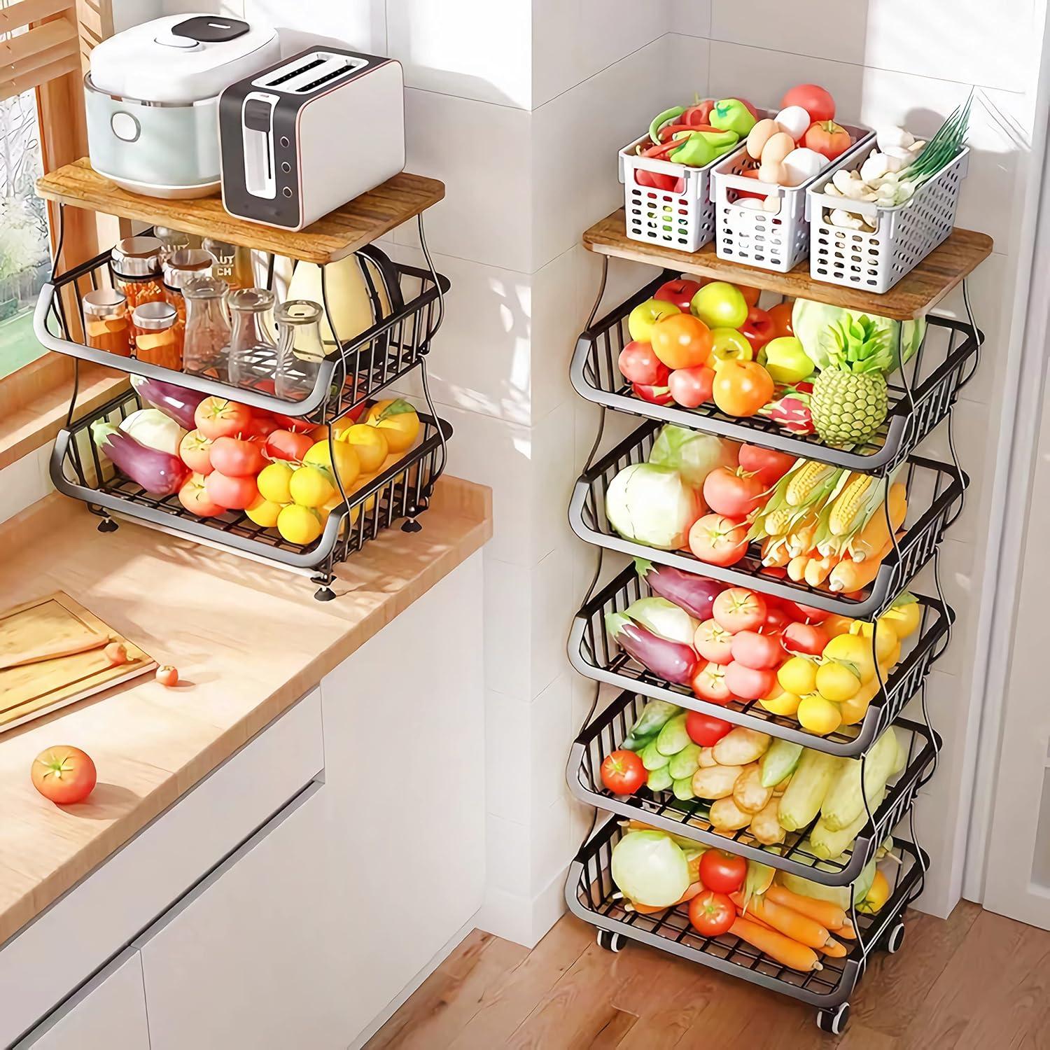 Carro de Almacenamiento MURRI&MURRDI 6 Niveles con Tapa de Madera