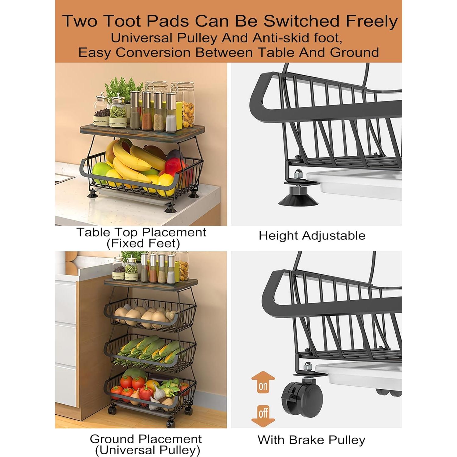 Carro de Almacenamiento MURRI&MURRDI 6 Niveles con Tapa de Madera