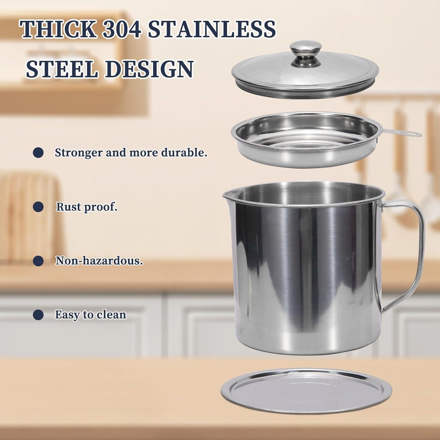 Contenedor de grasa de tocino Roucerlin 1.3L acero inoxidable