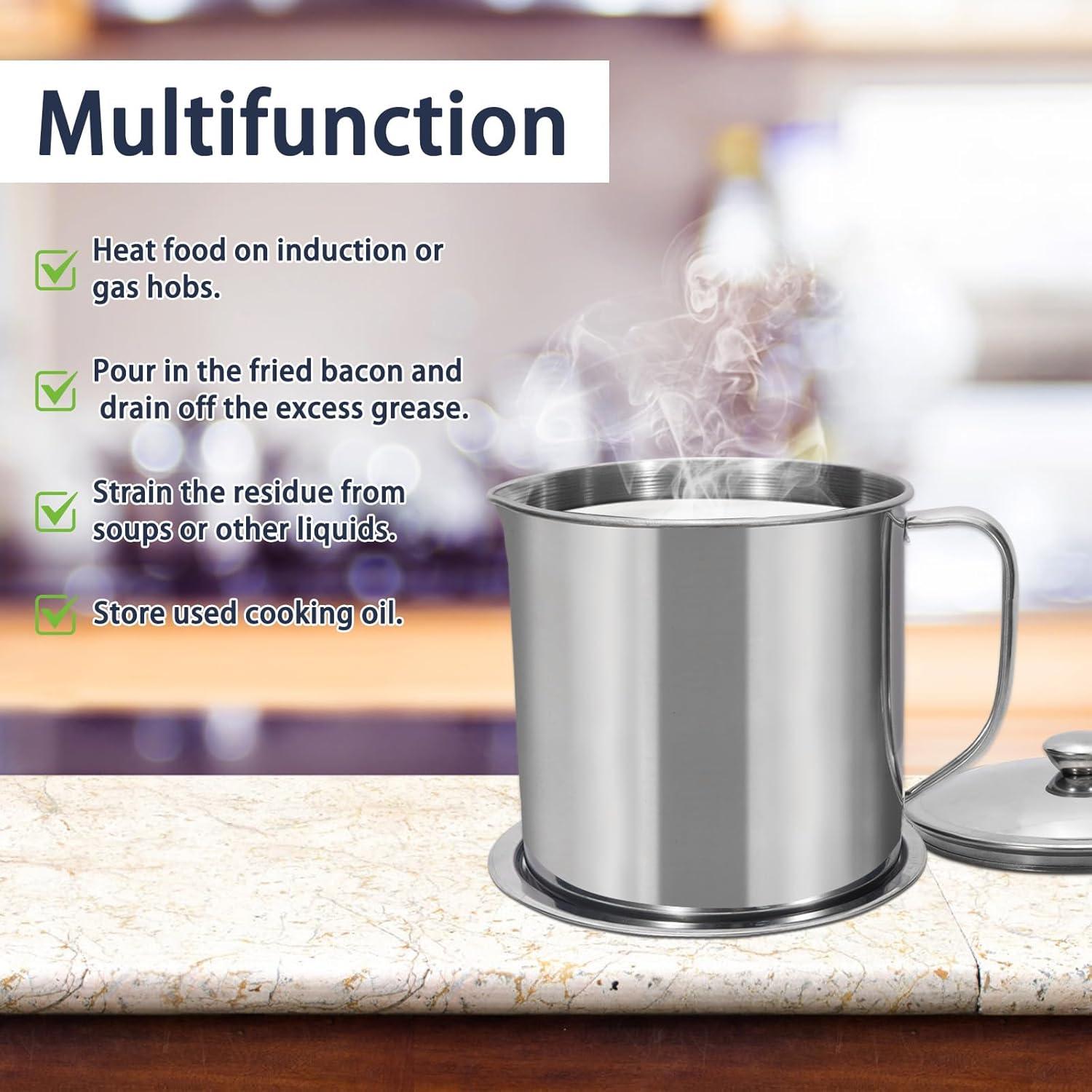 Contenedor de grasa de tocino Roucerlin 1.3L acero inoxidable