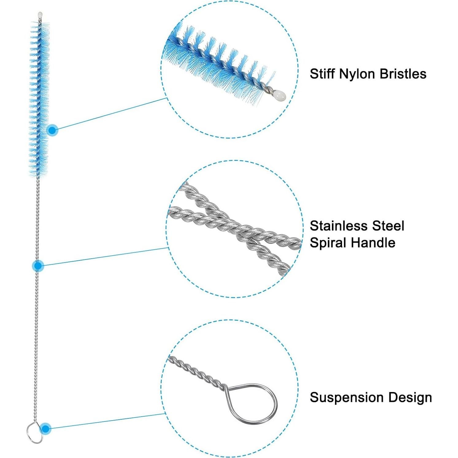 Cepillo Limpiador de Pajitas PATIKIL 25cm 5 Pcs Nylon Acero
