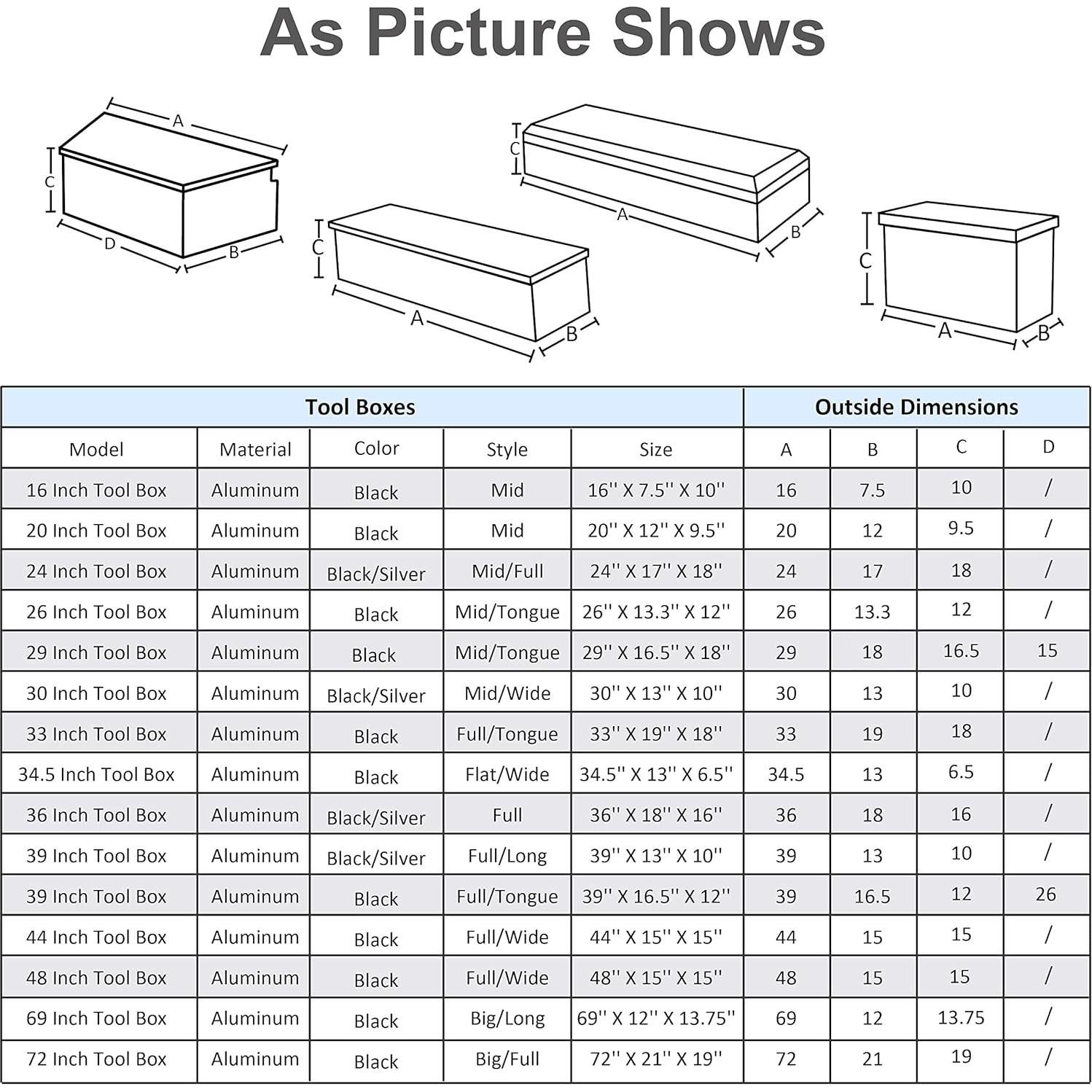Caja de herramientas de aluminio FGJQEFG 88 cm negra con cerradura