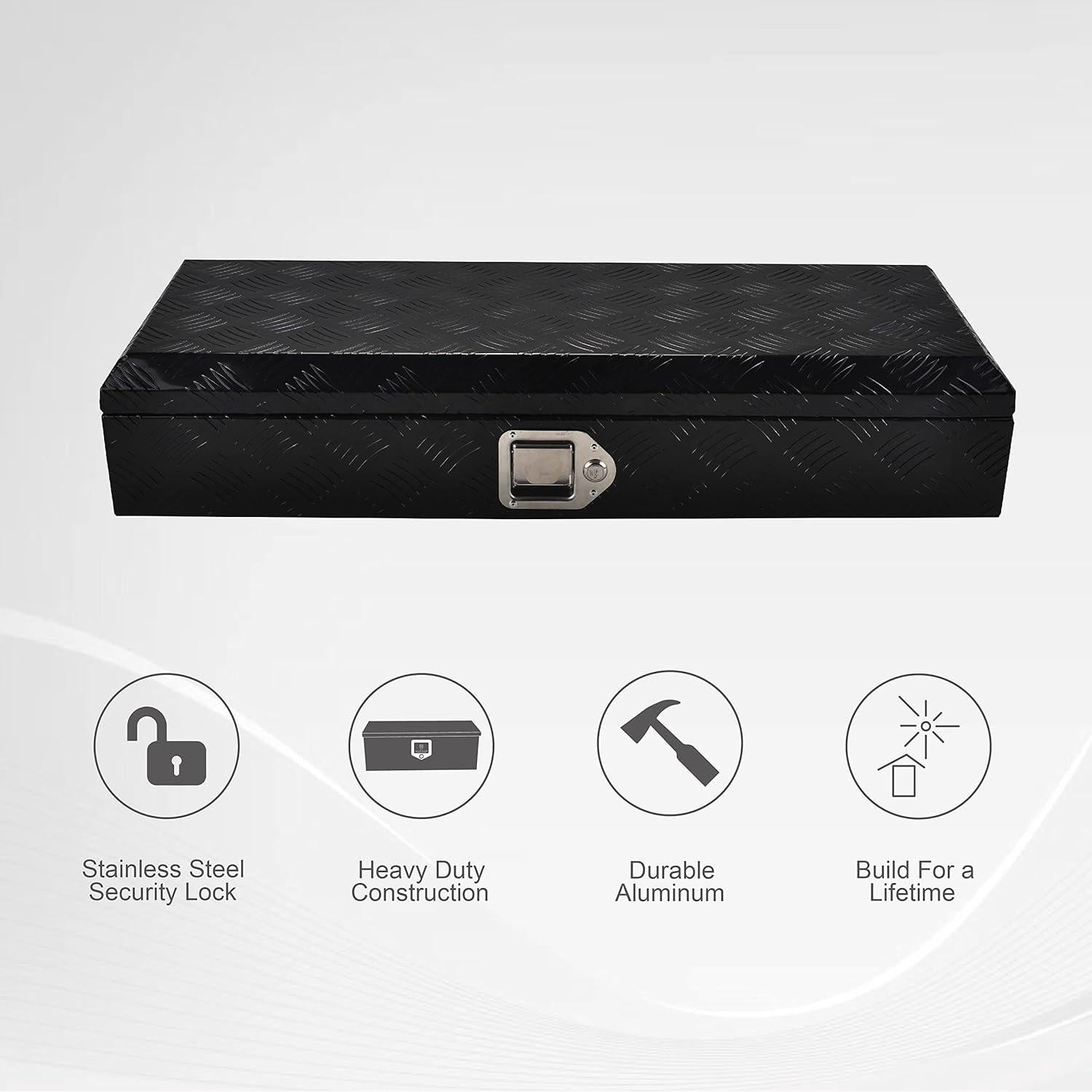 Caja de herramientas de aluminio FGJQEFG 88 cm negra con cerradura
