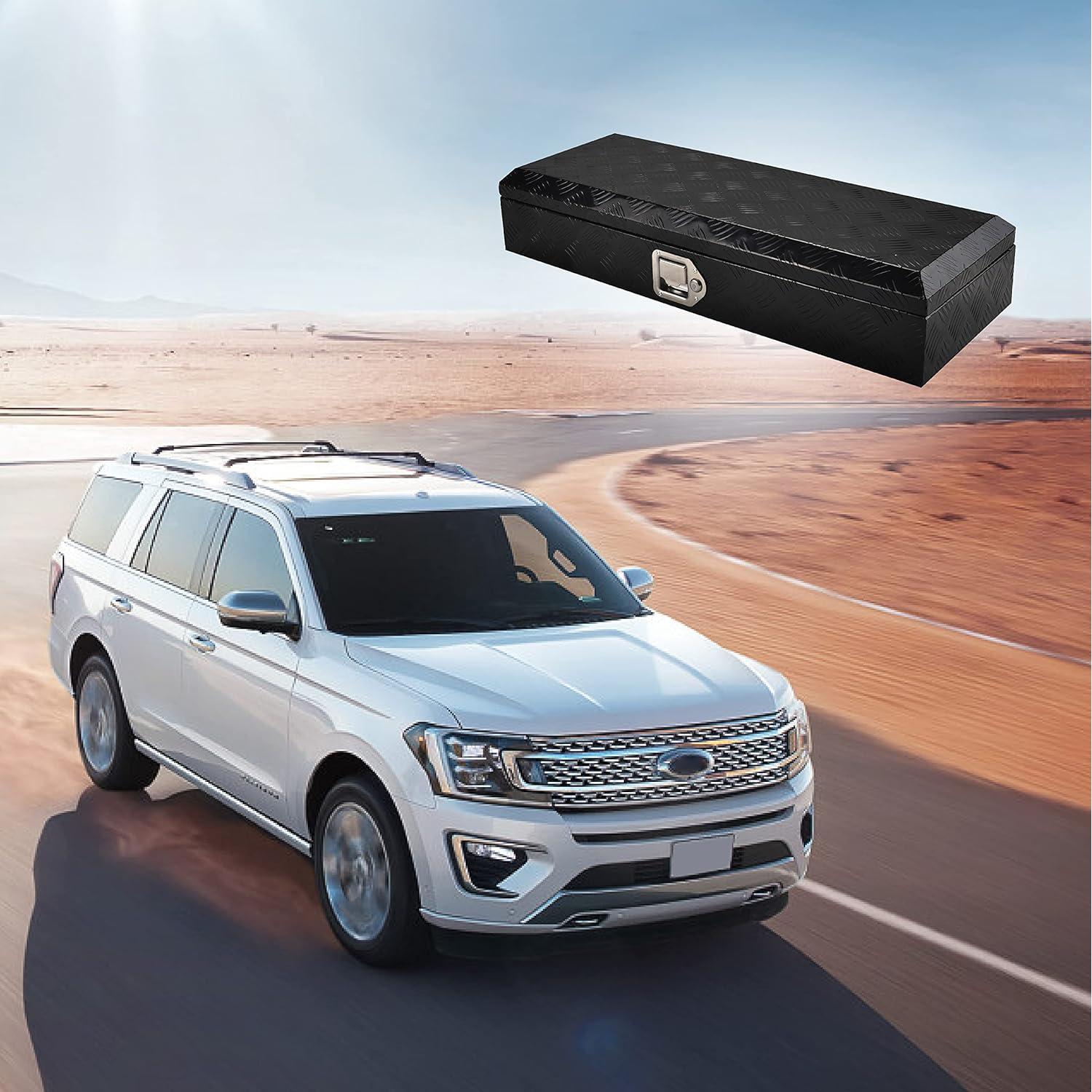 Caja de herramientas de aluminio FGJQEFG 88 cm negra con cerradura