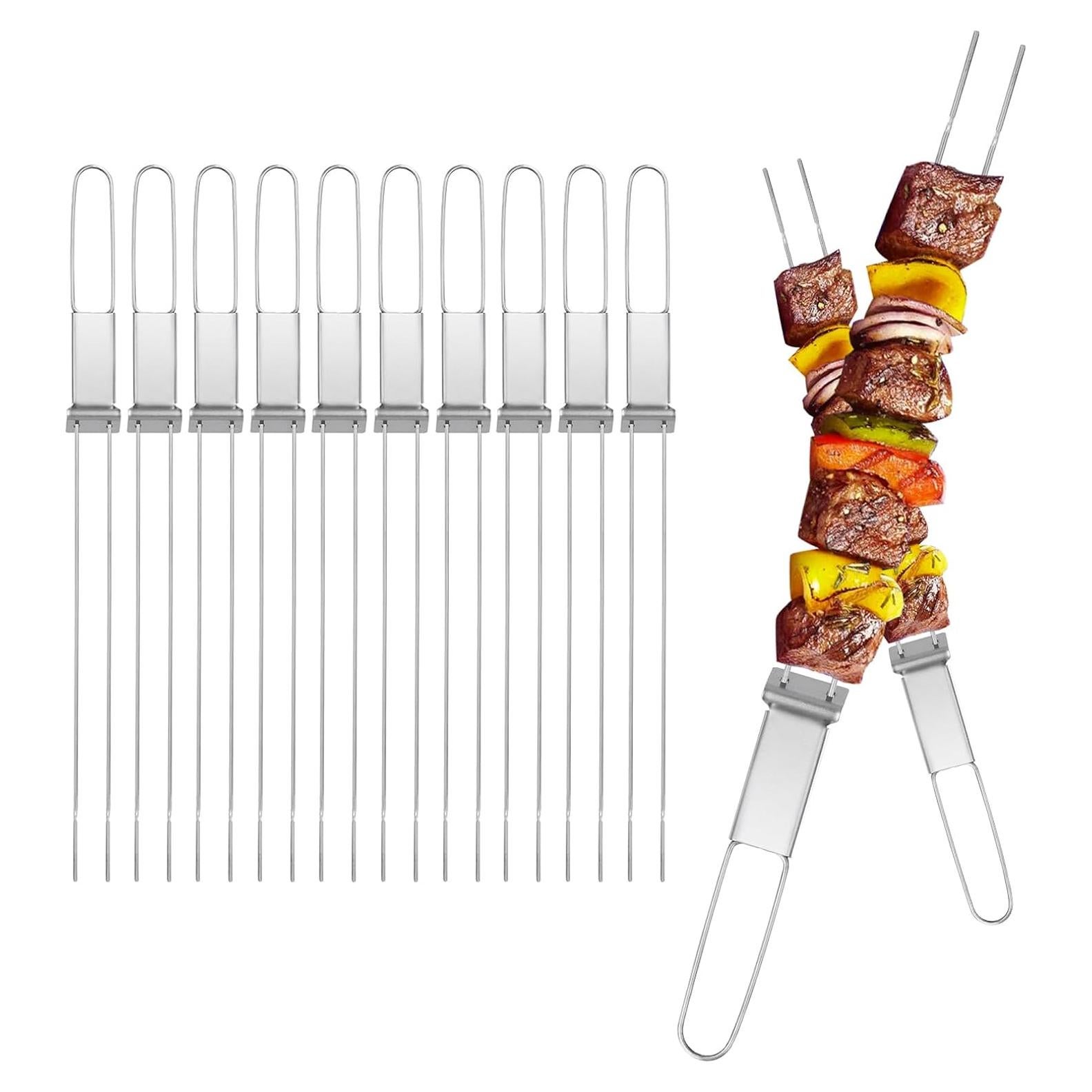 Pinchos de Acero Inoxidable Lightique 33 cm - 10 Paquetes BBQ