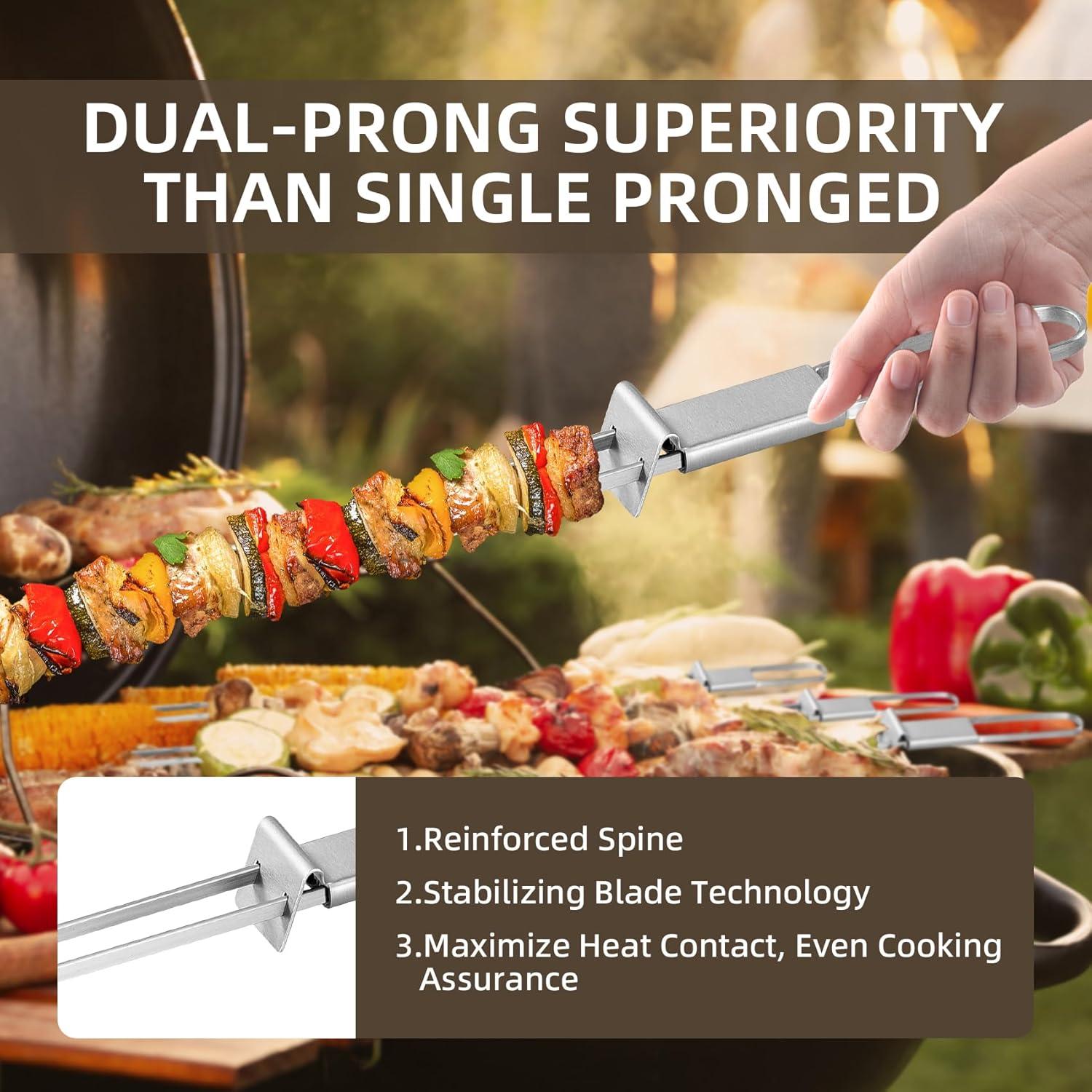 Pinchos de Acero Inoxidable Lightique 33 cm - 10 Paquetes BBQ