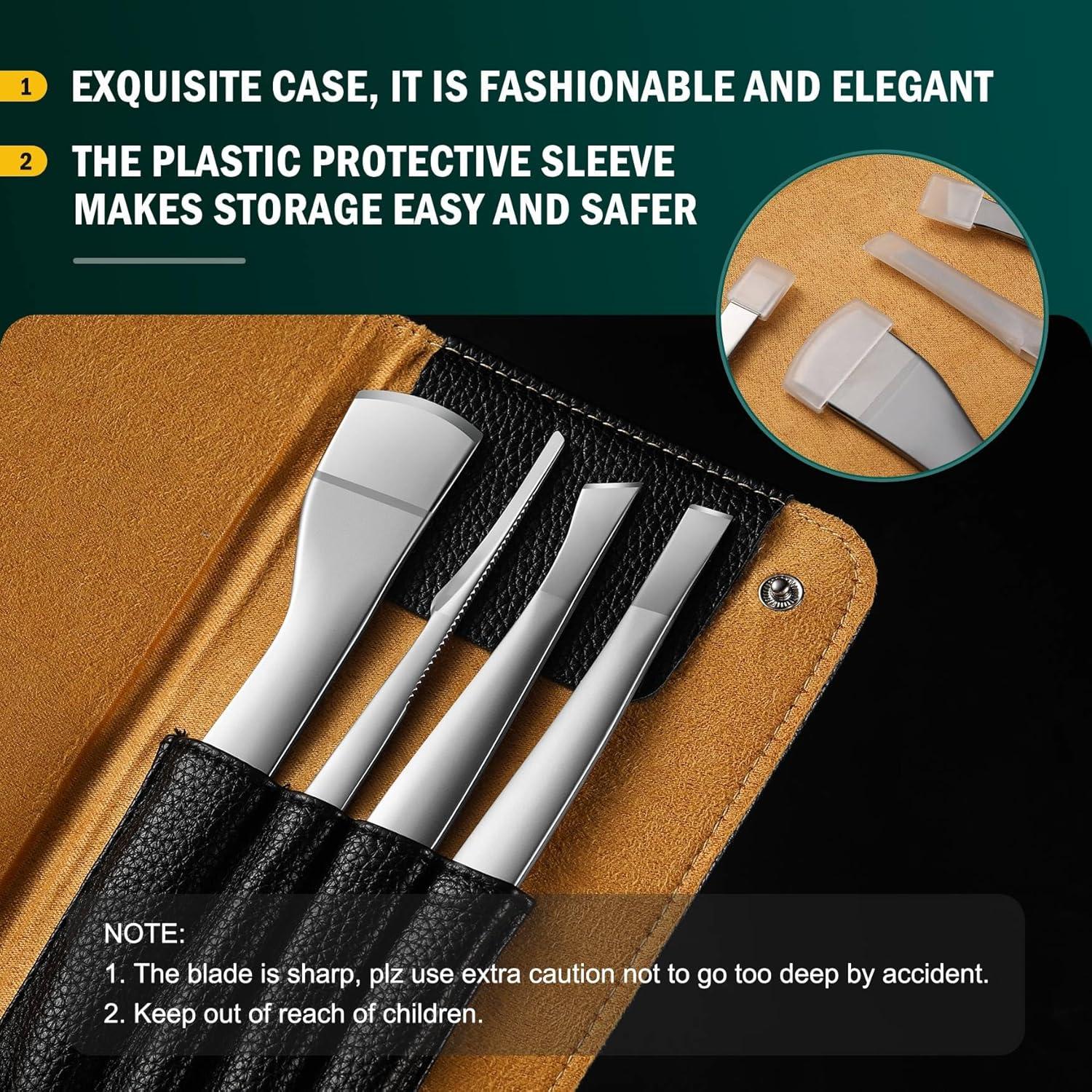 Juego de Cuchillos de Pedicura FVION 4 Piezas Acero Inoxidable