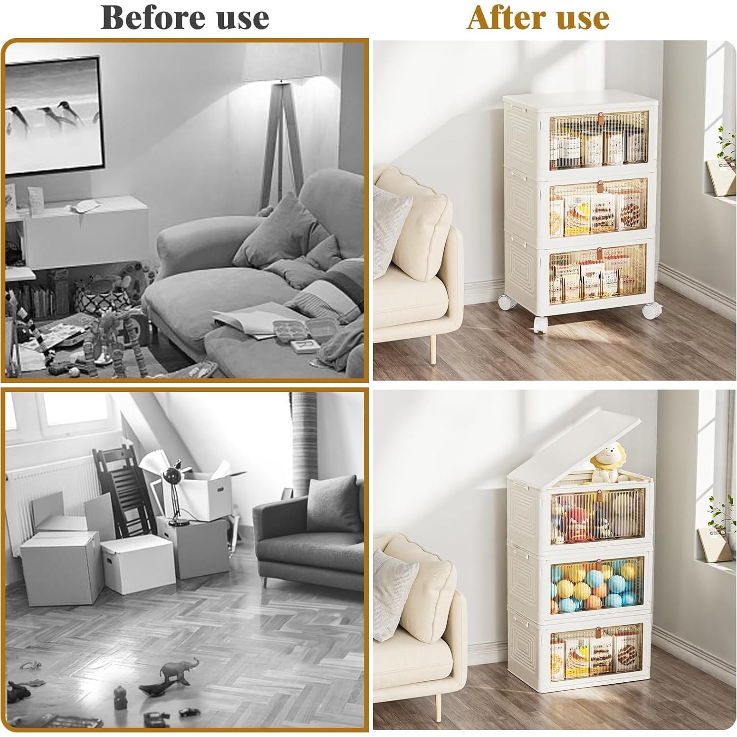 Contenedor de Almacenamiento YFXCVSL 3 Niveles 70L con Ruedas