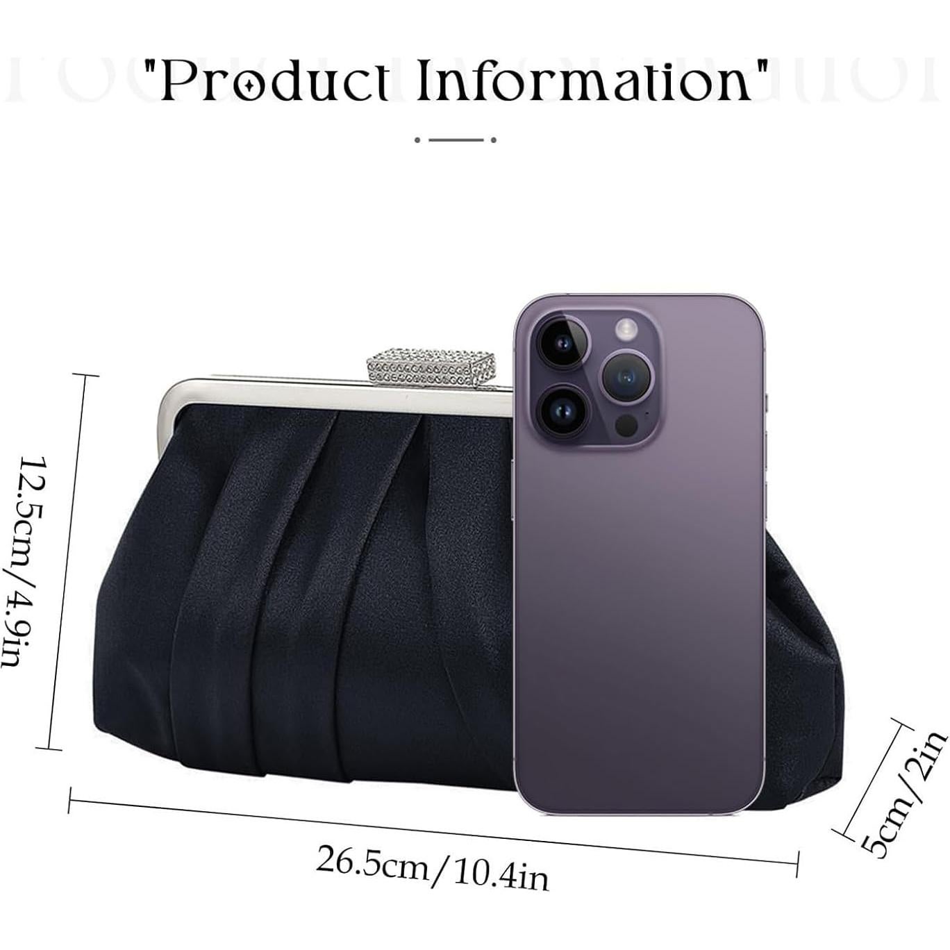 Bolso de Mano Plisado JAMBHALA Elegante para Mujeres - Negro