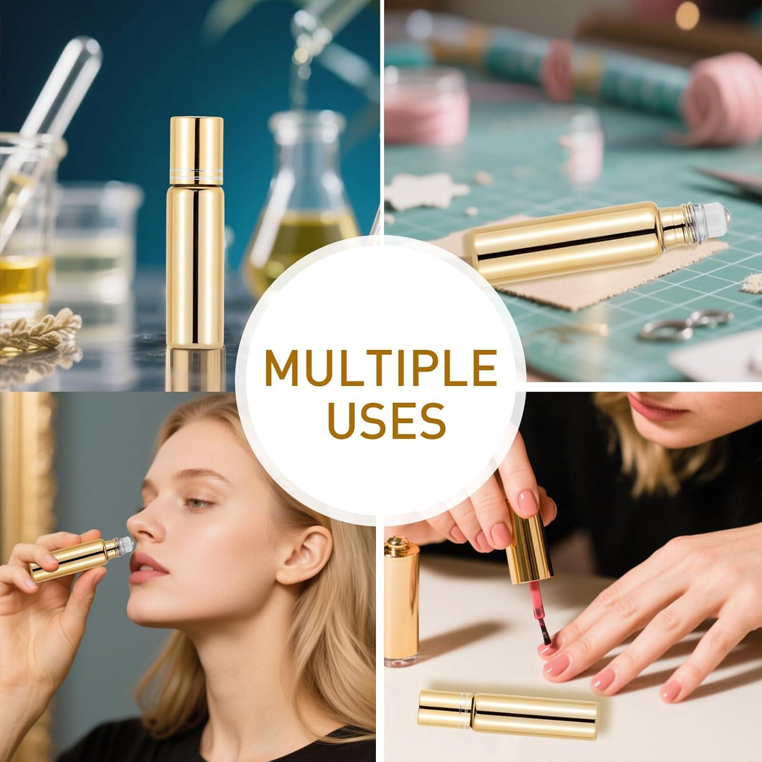 Kesell 6 Botellas de Vidrio 10ml con Rodillo Acero Inoxidable