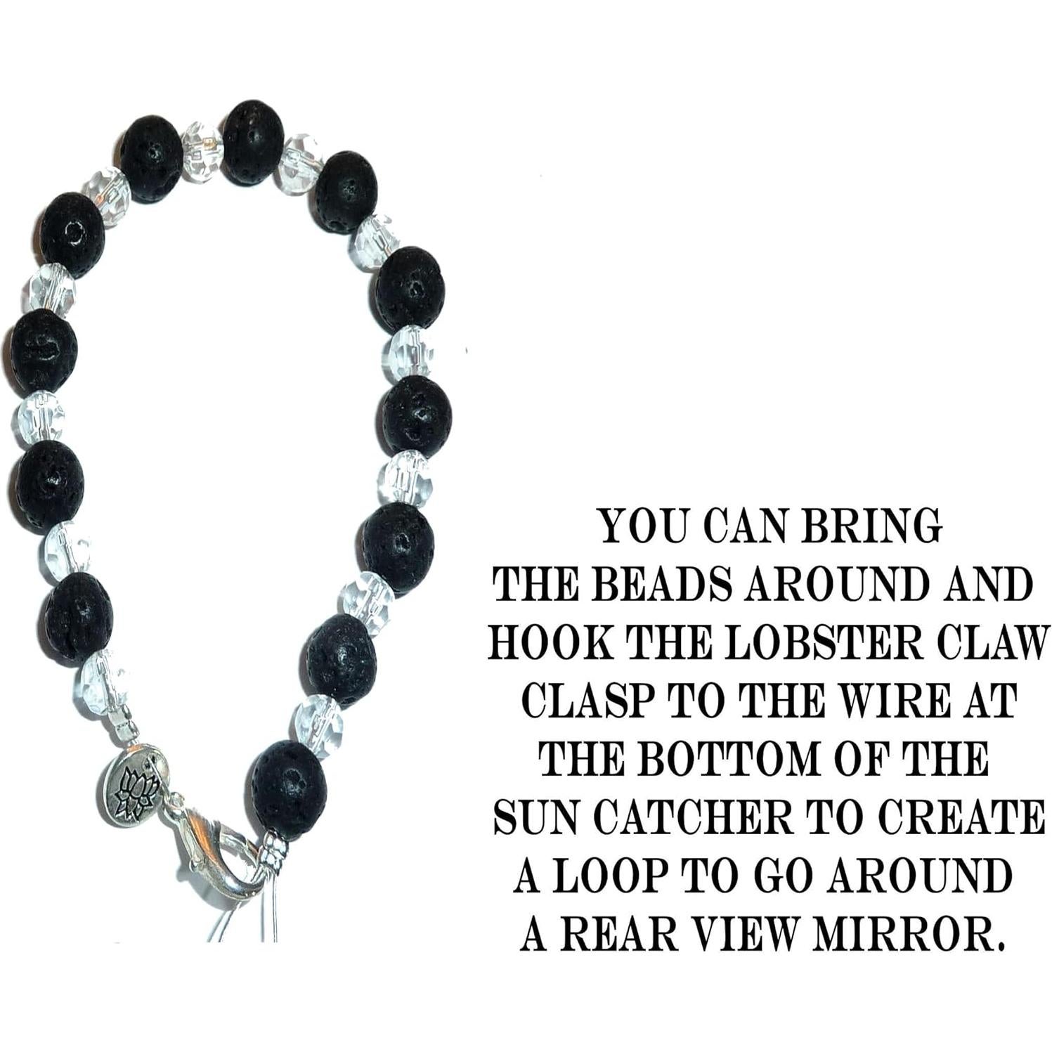 Cazador de Sol de Aromaterapia 30mm - Cristal y Lava Negra