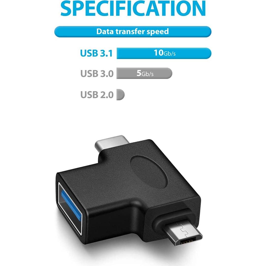 Convertidor OTG 2 en 1 USB 3.0 URWOOW a Micro USB y Tipo C