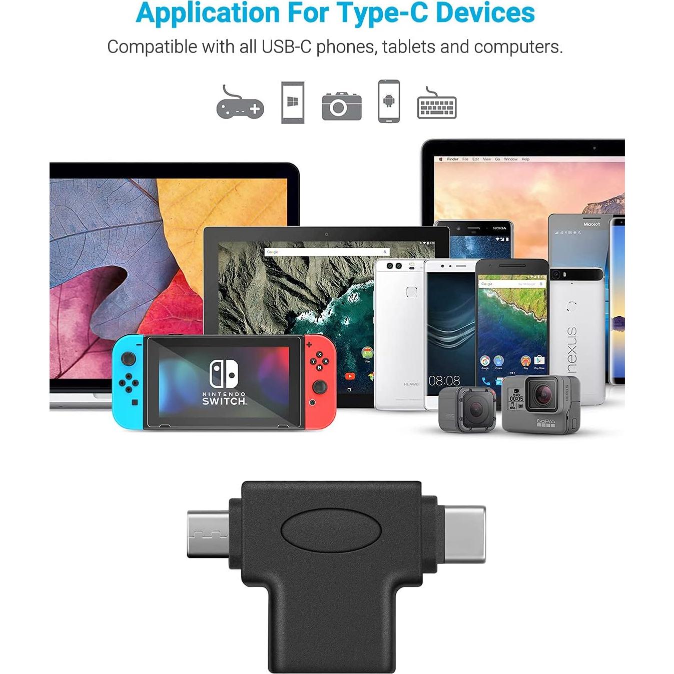 Convertidor OTG 2 en 1 USB 3.0 URWOOW a Micro USB y Tipo C