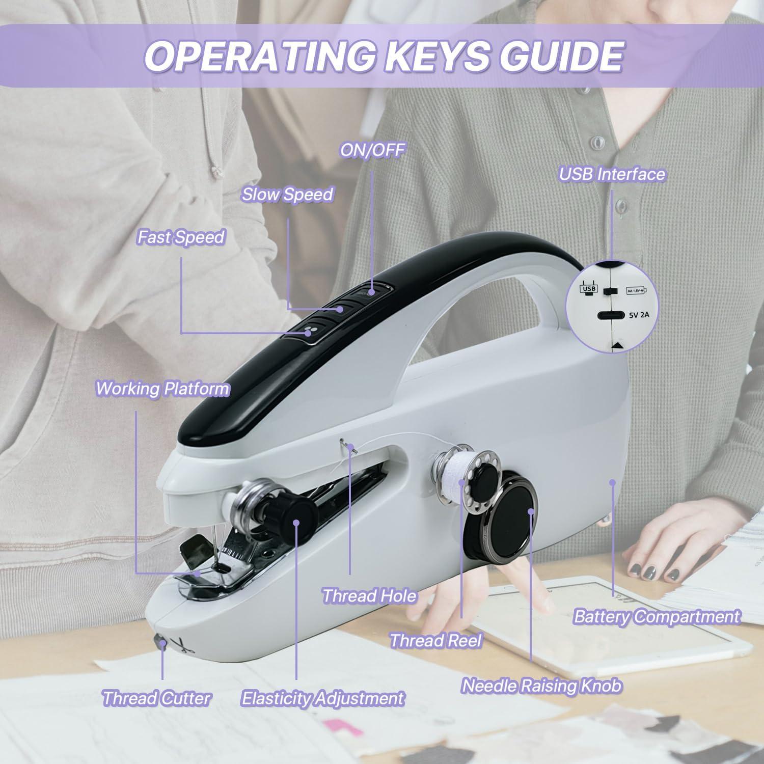 Máquina de Coser Portátil MJYP 609-2 Doble Velocidad Blanca