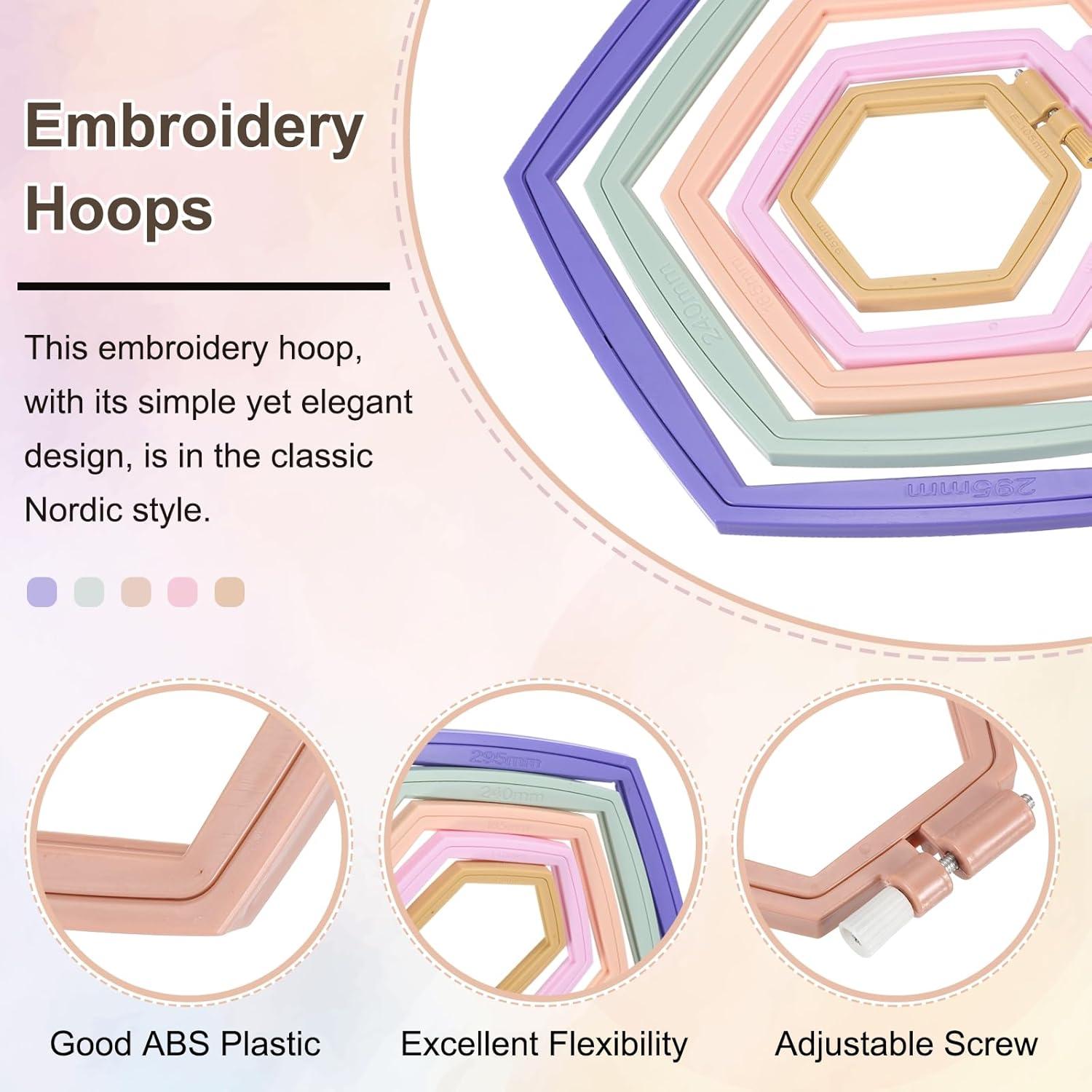 Aros de Bordado Hexagonales PATIKIL 3 Piezas 10.5x9.5cm Caqui