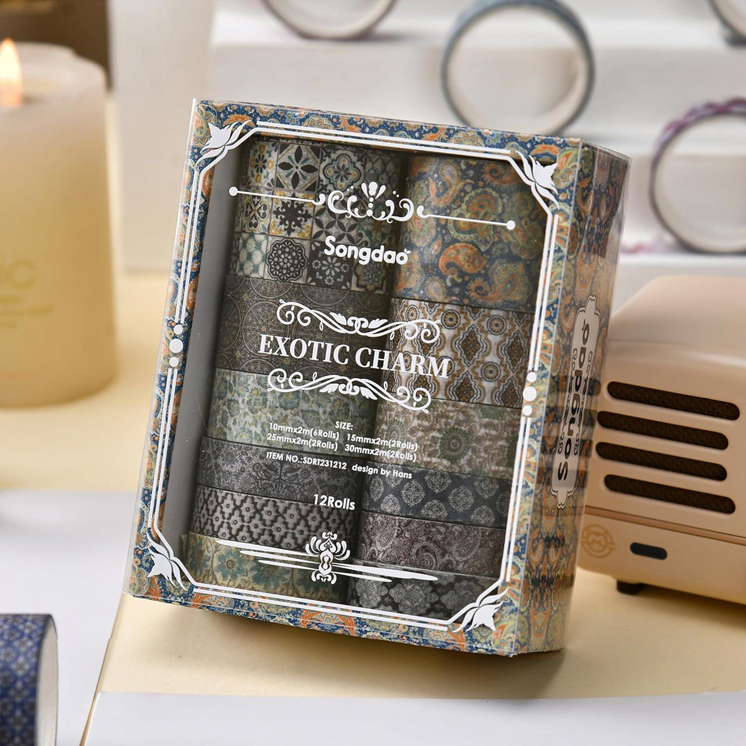 Juego de 12 Rollos de Cinta Washi Songdao Decorativa 2m