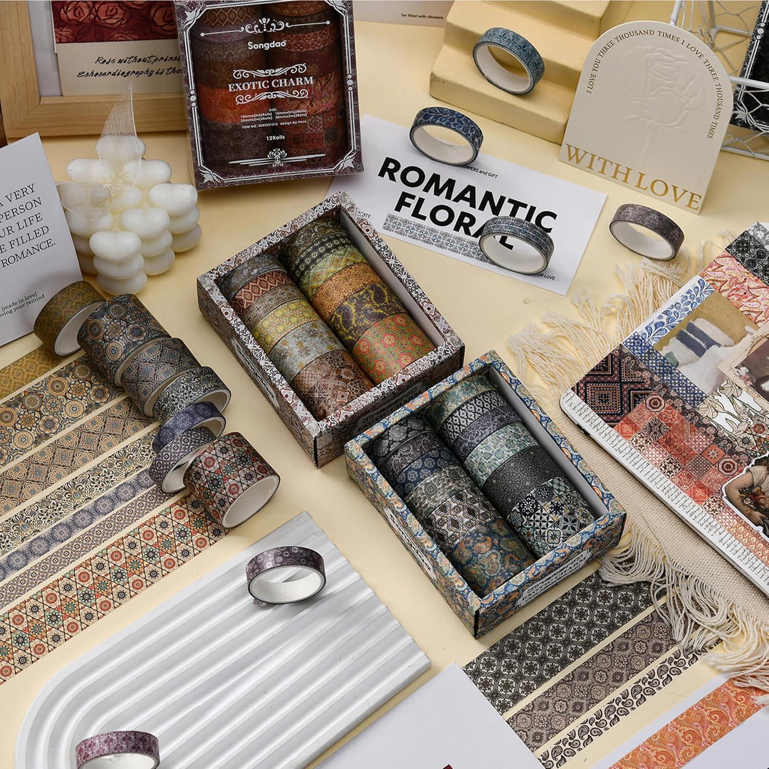 Juego de 12 Rollos de Cinta Washi Songdao Decorativa 2m