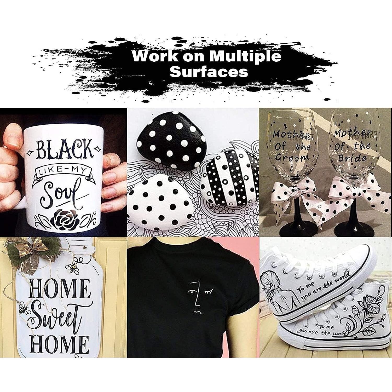 Marcadores de Pintura Acrílica EBOT 0.7mm Paquete de 6 Negros y Blancos