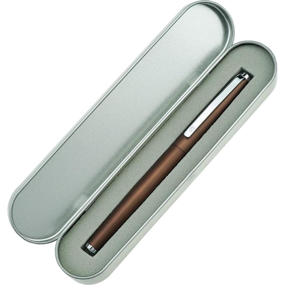 Pluma Fuente HongDian de Metal Marrón Punta Curvada 0.6mm