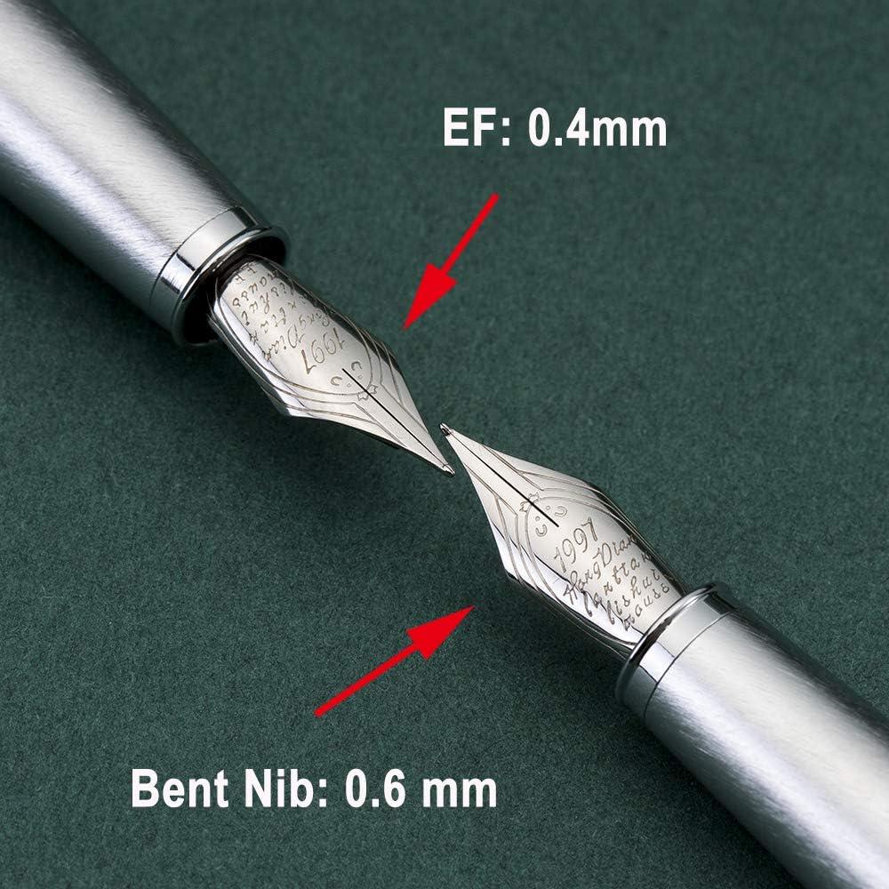 Pluma Fuente HongDian de Metal Marrón Punta Curvada 0.6mm