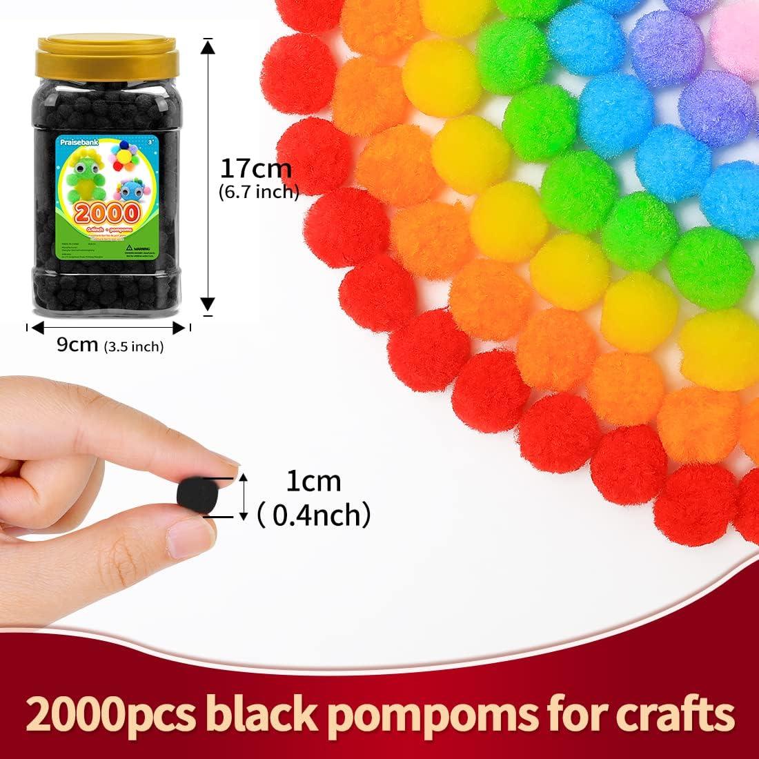 Pompones Negros Praisebank - 2000 piezas de 1cm para manualidades