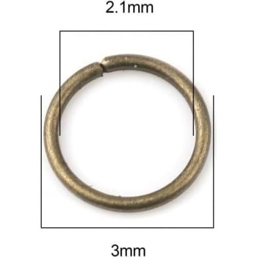 200 Anillas de Salto Bronce Antiguo HDSupplies 3mm 0.5mm