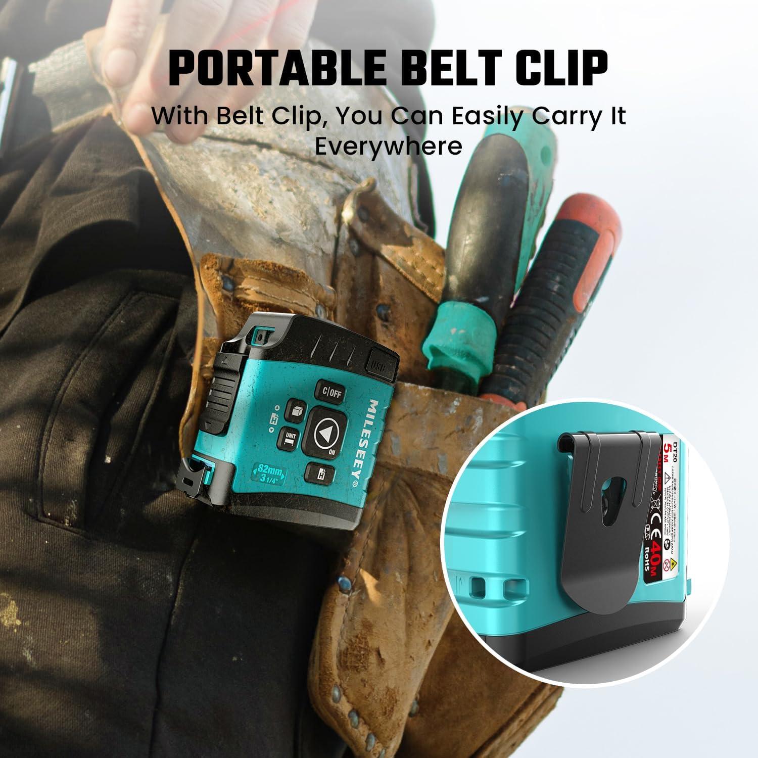 MiLESEEY DT20 Medidor de Cinta Láser 4.9m Digital Recargable