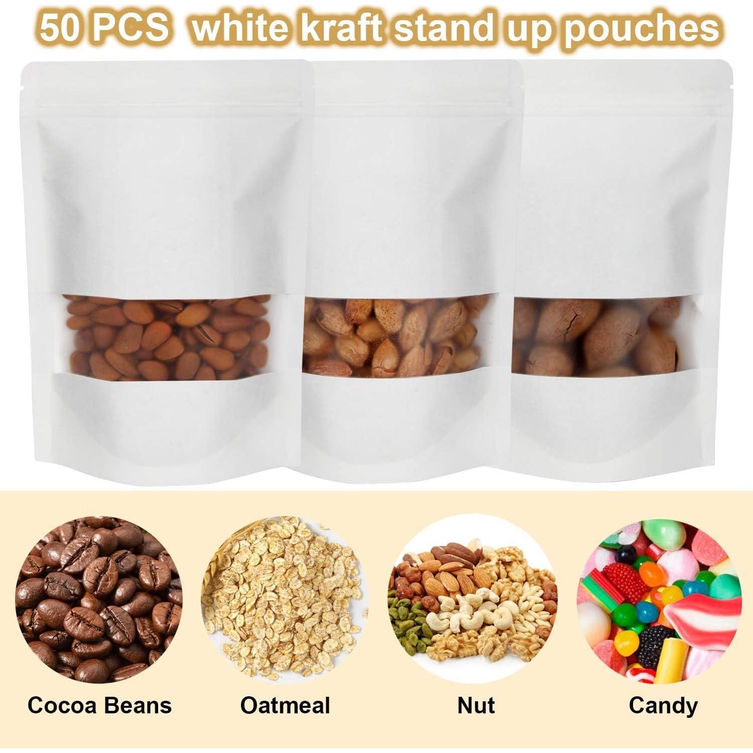 50 Bolsas Reutilizables Blisstime Papel Kraft Blanco 9.9x14.9cm