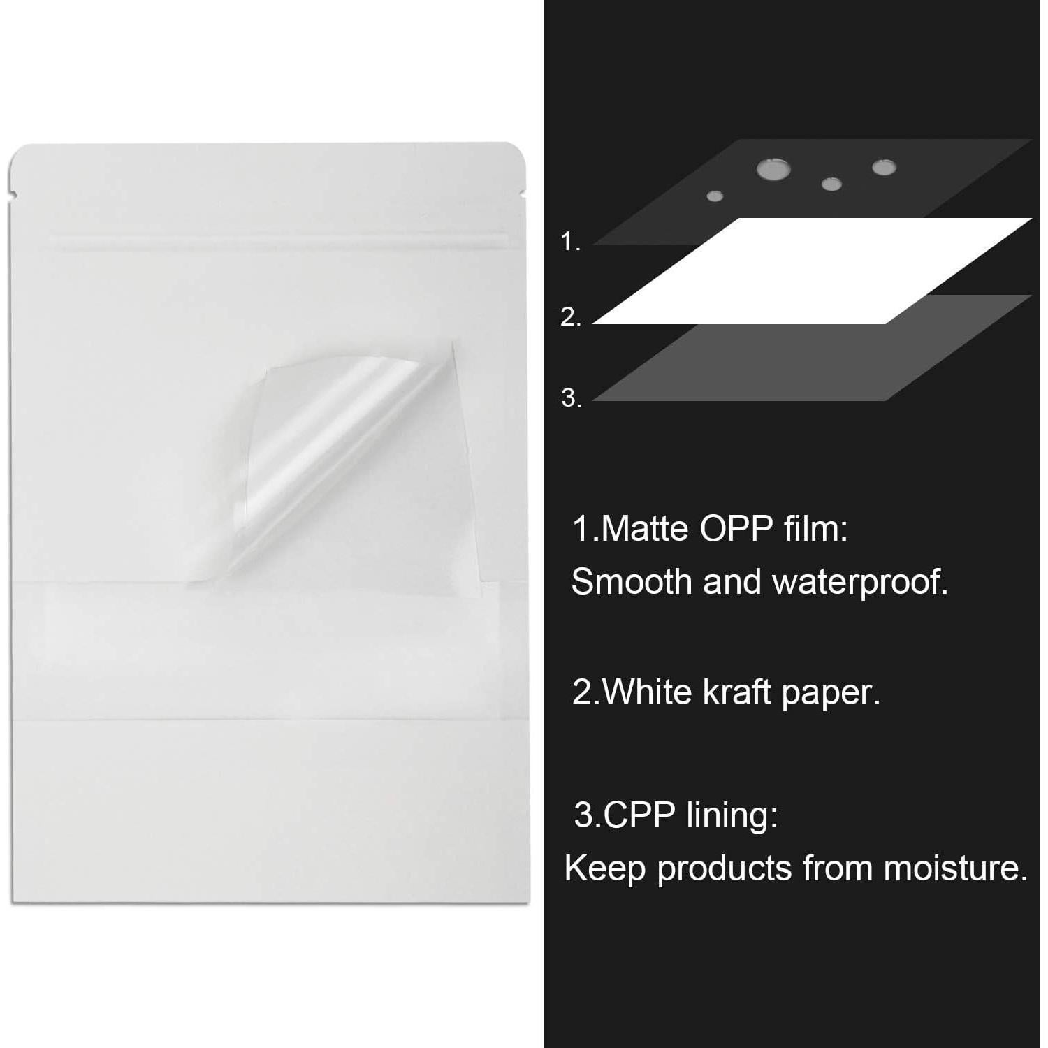 50 Bolsas Reutilizables Blisstime Papel Kraft Blanco 9.9x14.9cm