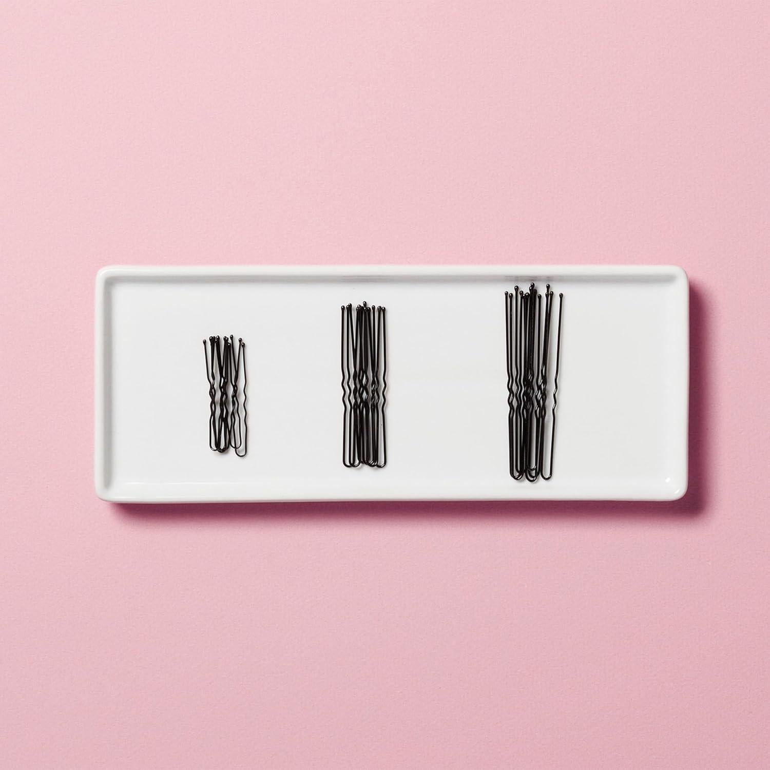 Pinzas para el cabello Diane 100 unidades en 3 tamaños - Negro