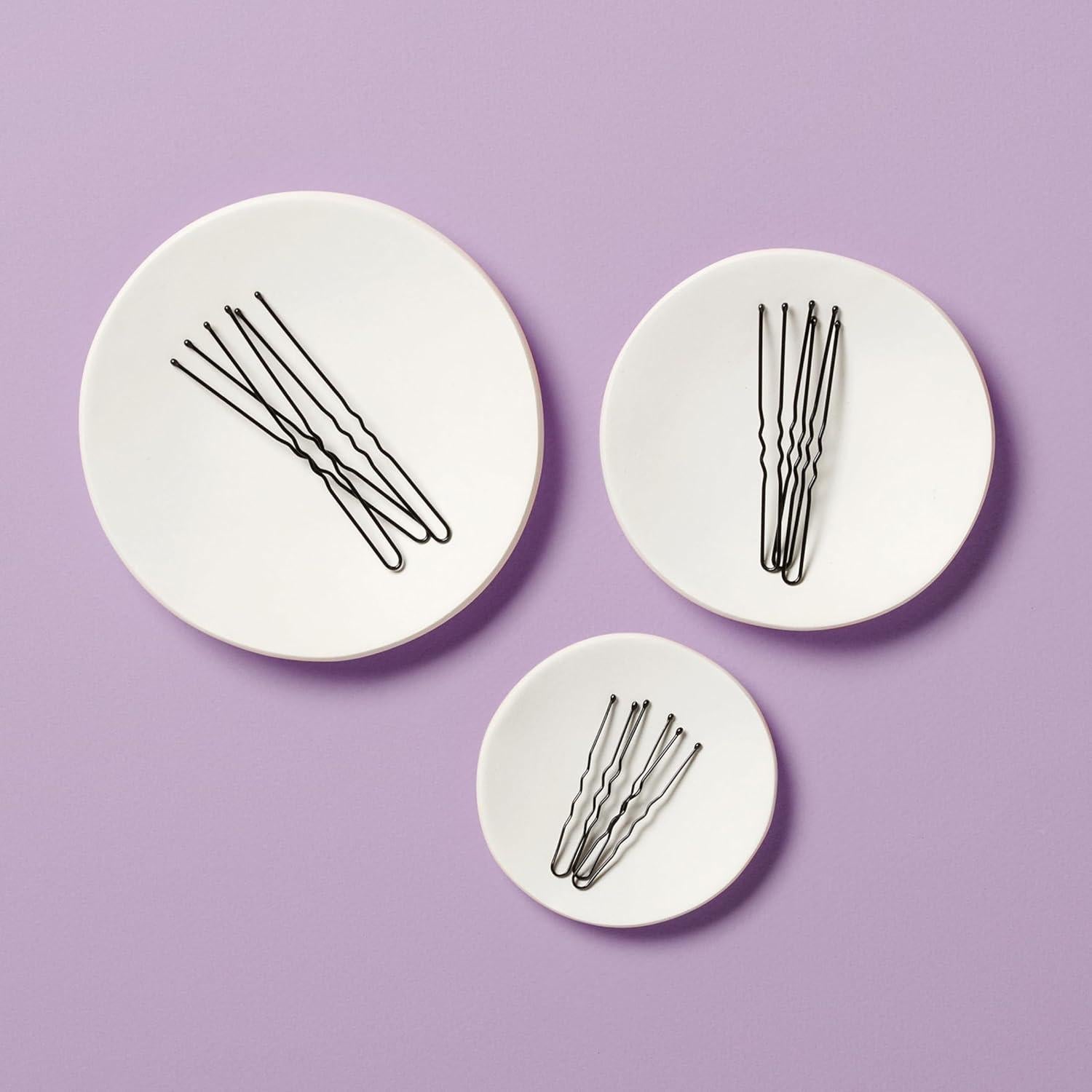 Pinzas para el cabello Diane 100 unidades en 3 tamaños - Negro