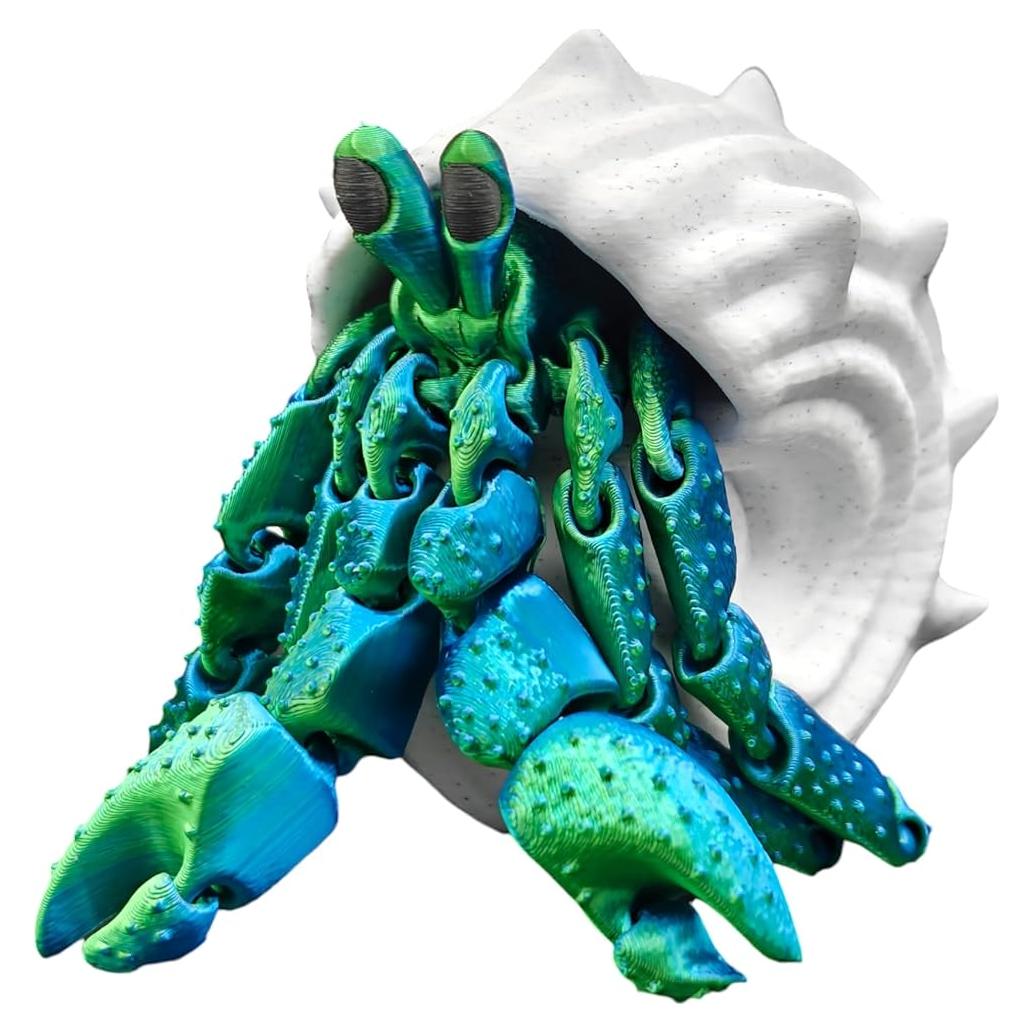 Juguete Antiestrés Cangrejo Ermitaño 3D Azul Verde Concha