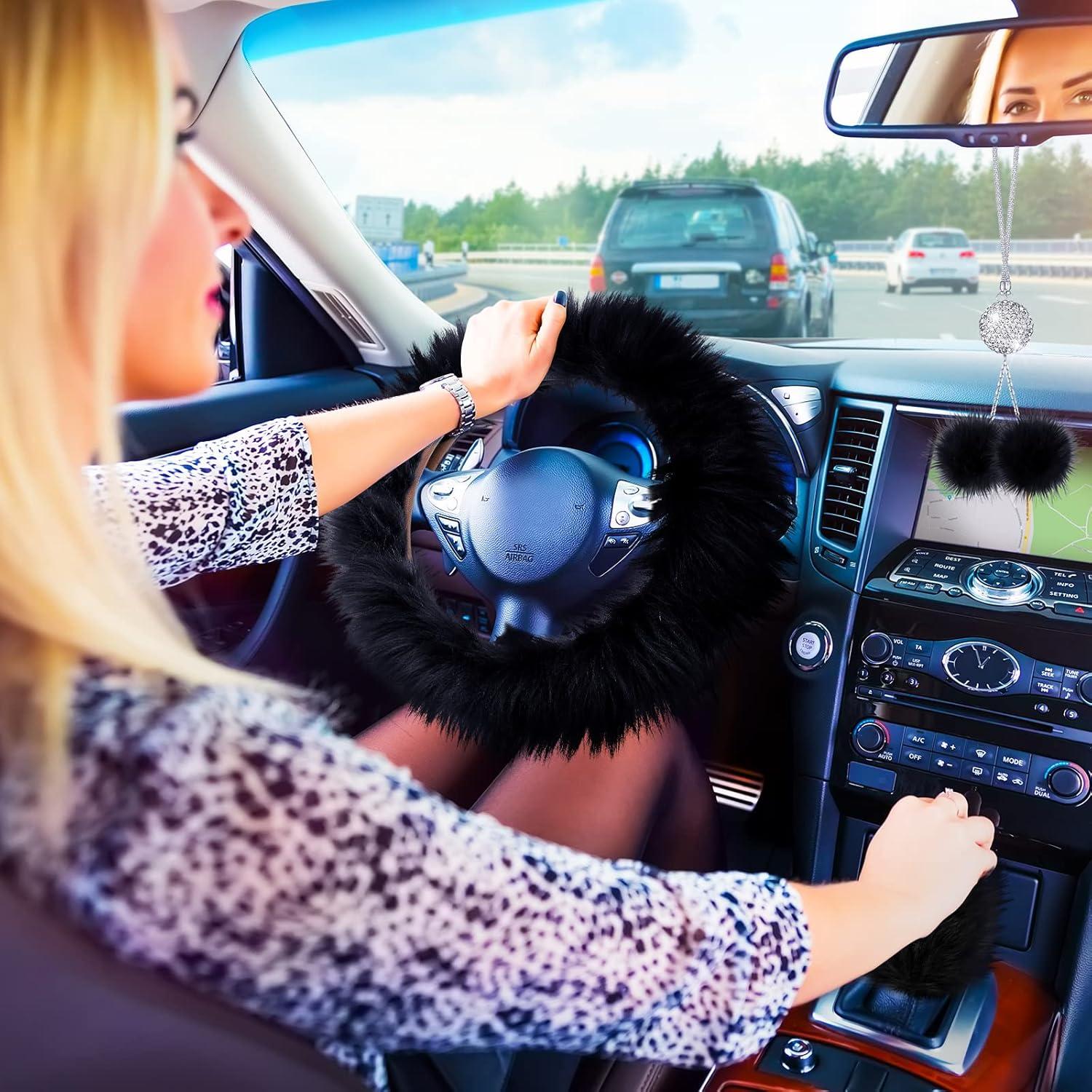 Juego de Accesorios de Coche Frienda 6 Piezas Esponjoso Negro