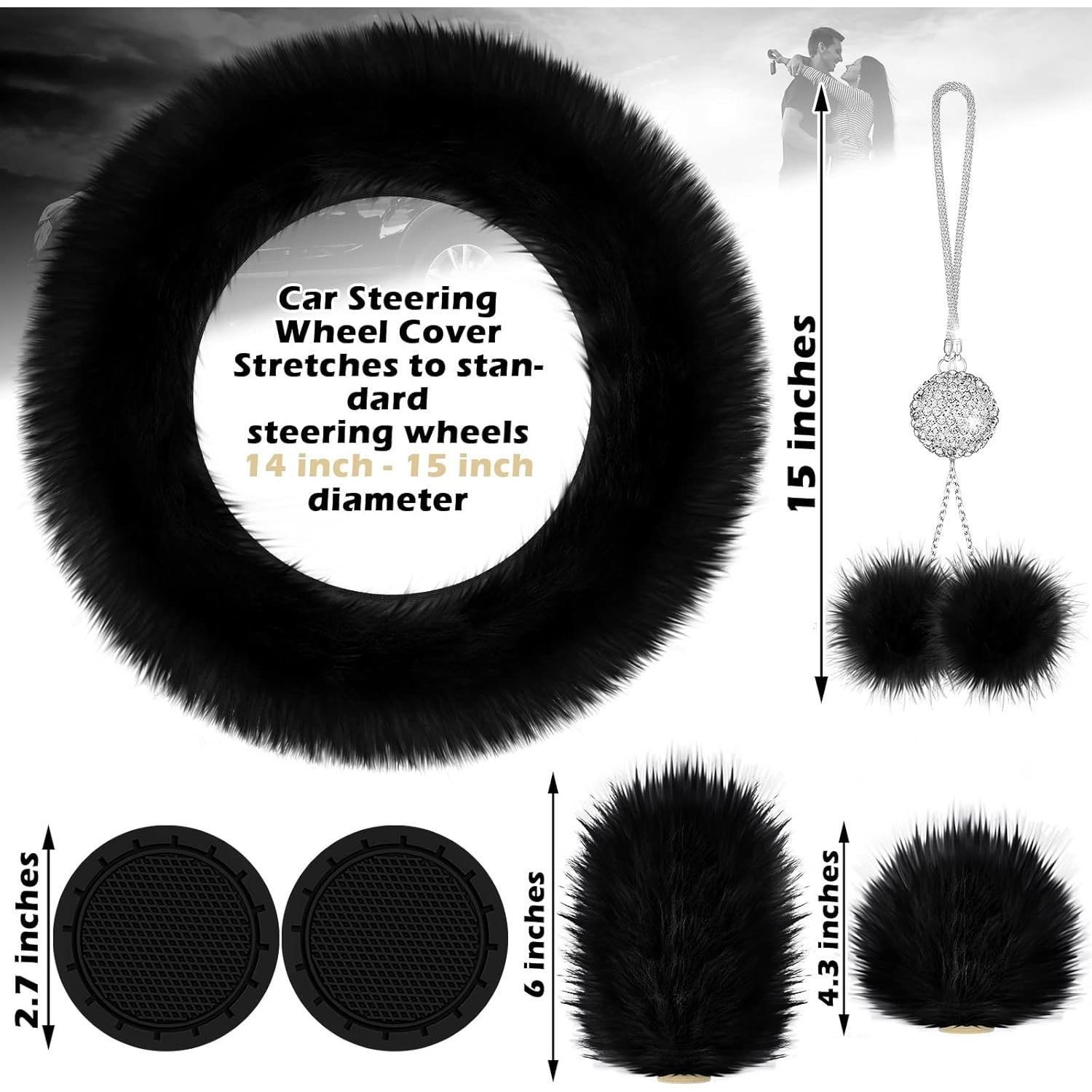 Juego de Accesorios de Coche Frienda 6 Piezas Esponjoso Negro