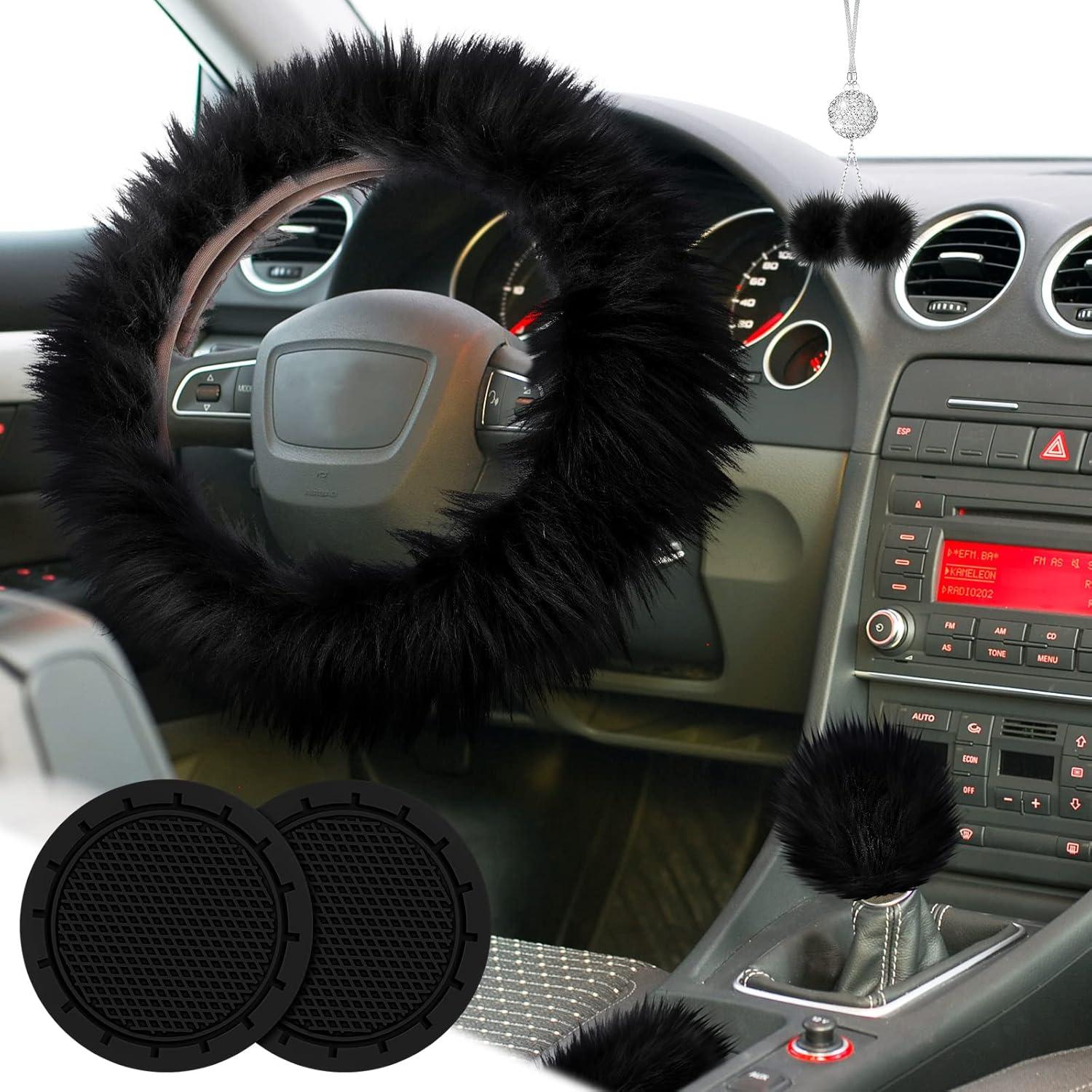 Juego de Accesorios de Coche Frienda 6 Piezas Esponjoso Negro