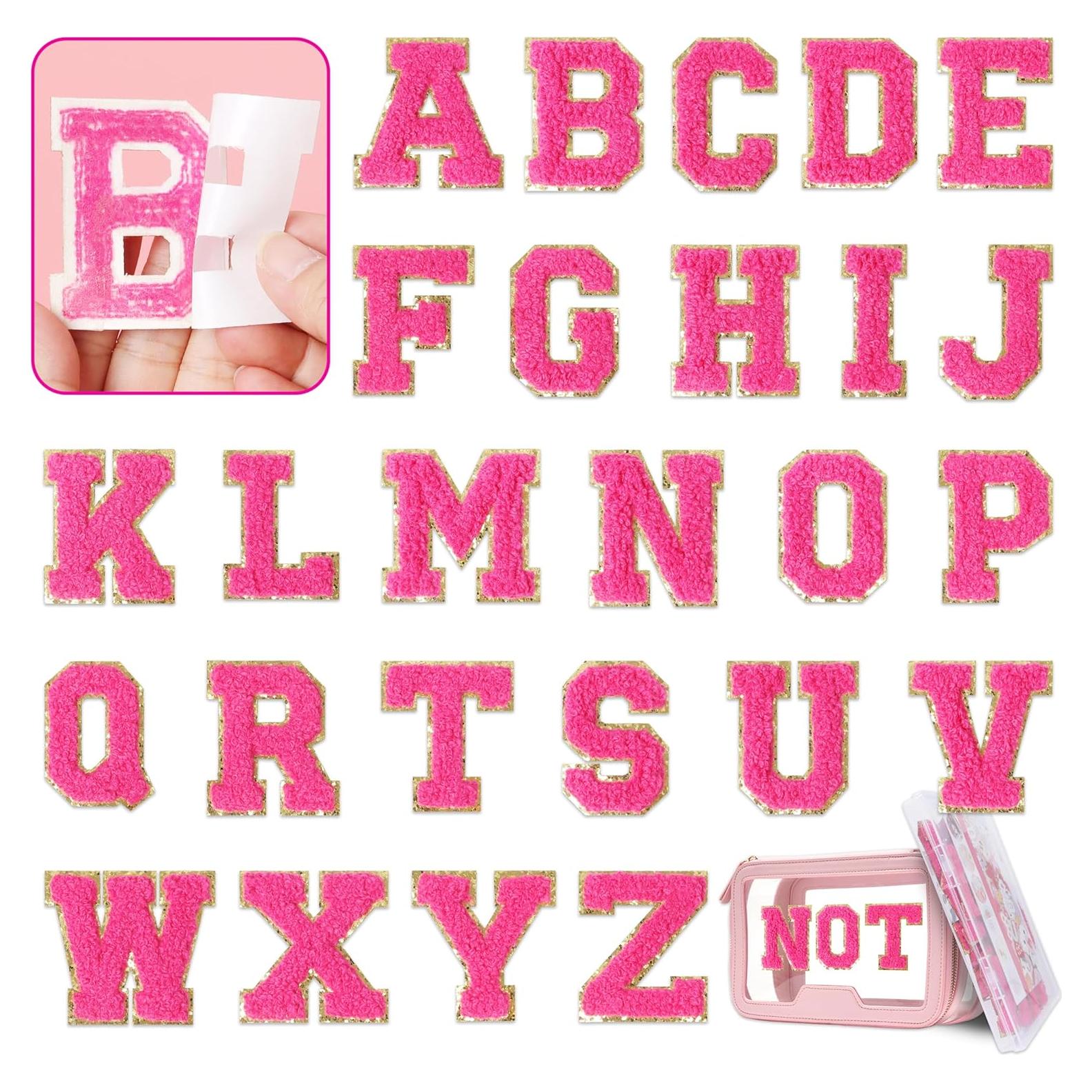 Parche de Letras Autoadhesivas KINGSOW Rosa 26 Piezas 13.5 cm