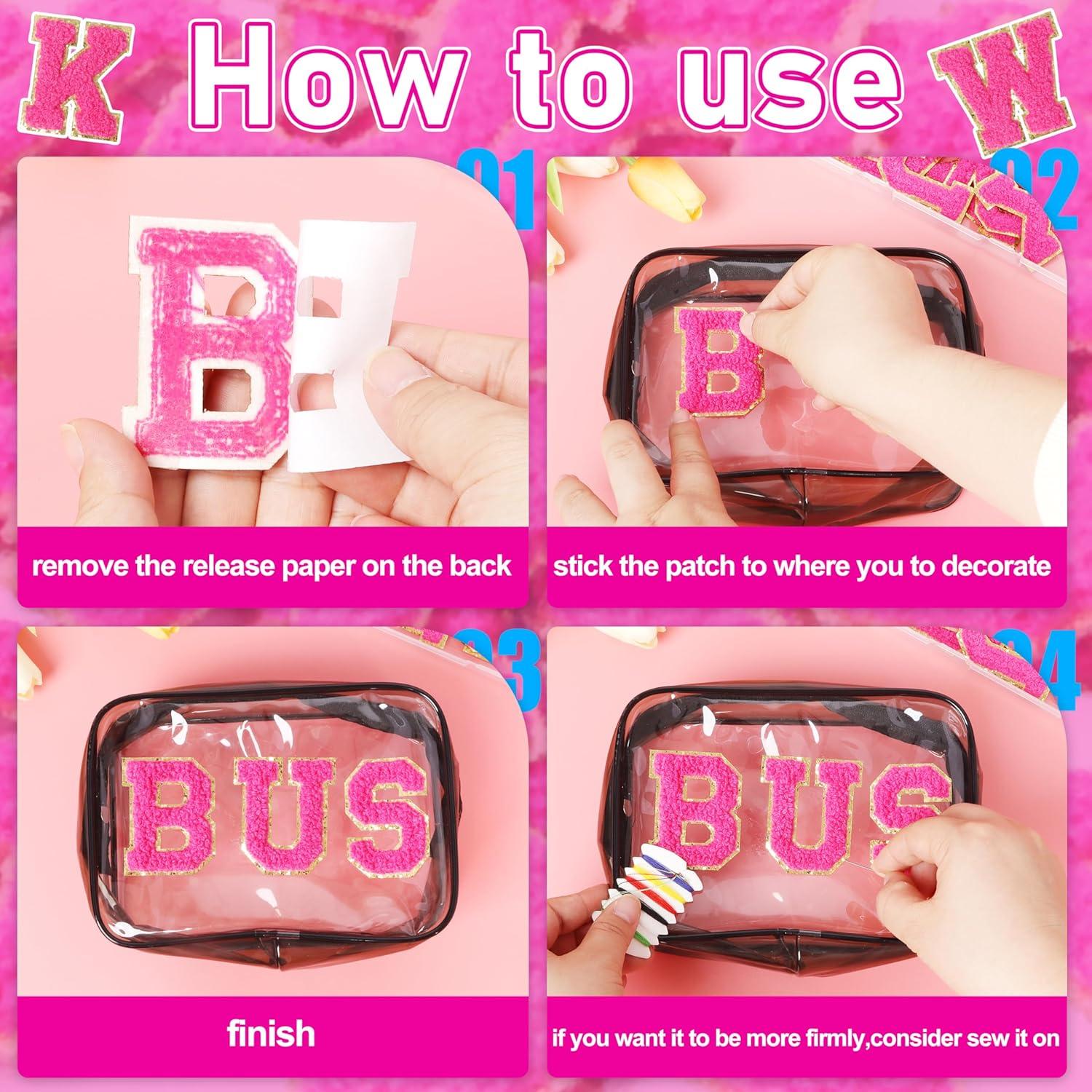 Parche de Letras Autoadhesivas KINGSOW Rosa 26 Piezas 13.5 cm