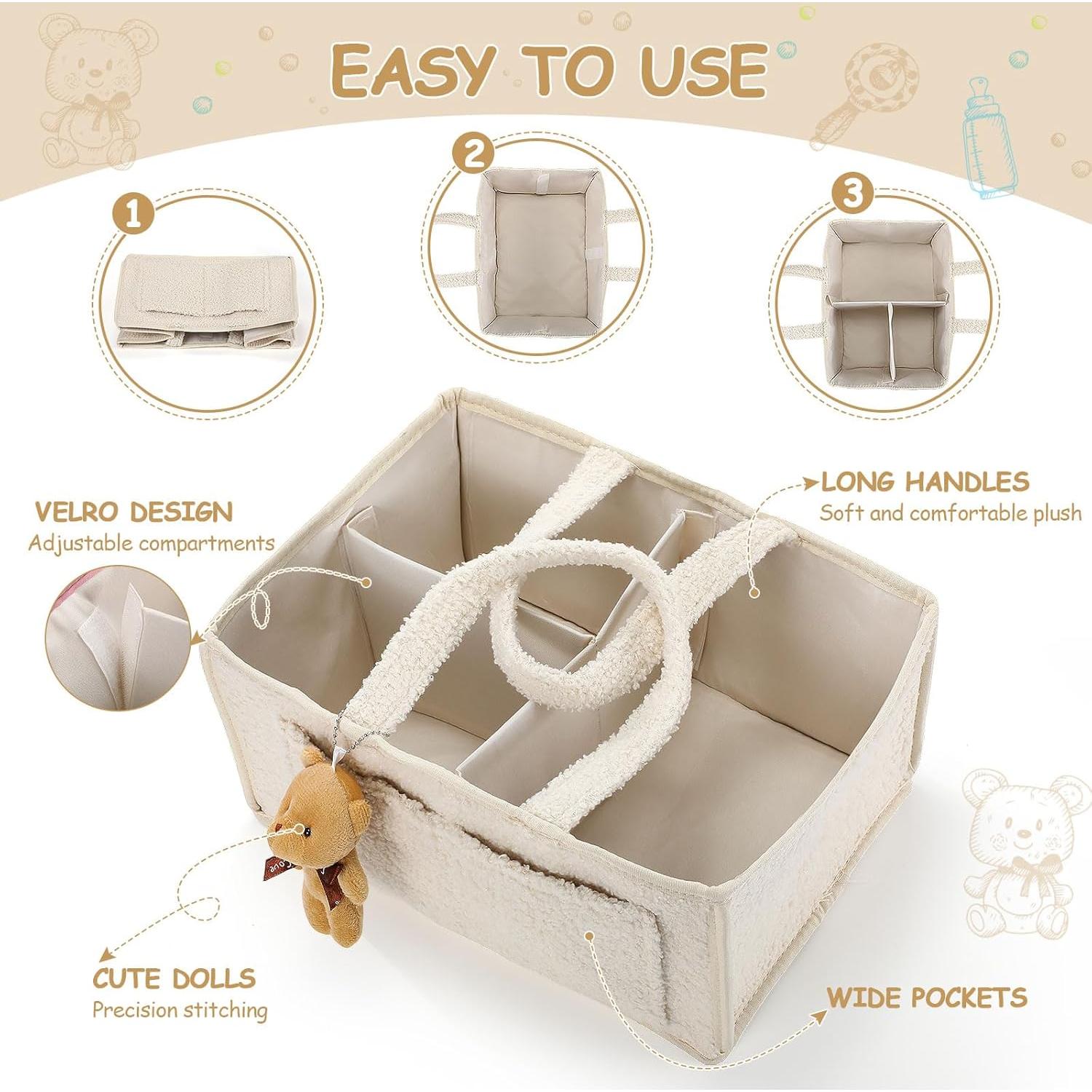 Organizador de Pañales para Bebés YIT-Teenyyou 2 Pcs Beige 35x25x18cm