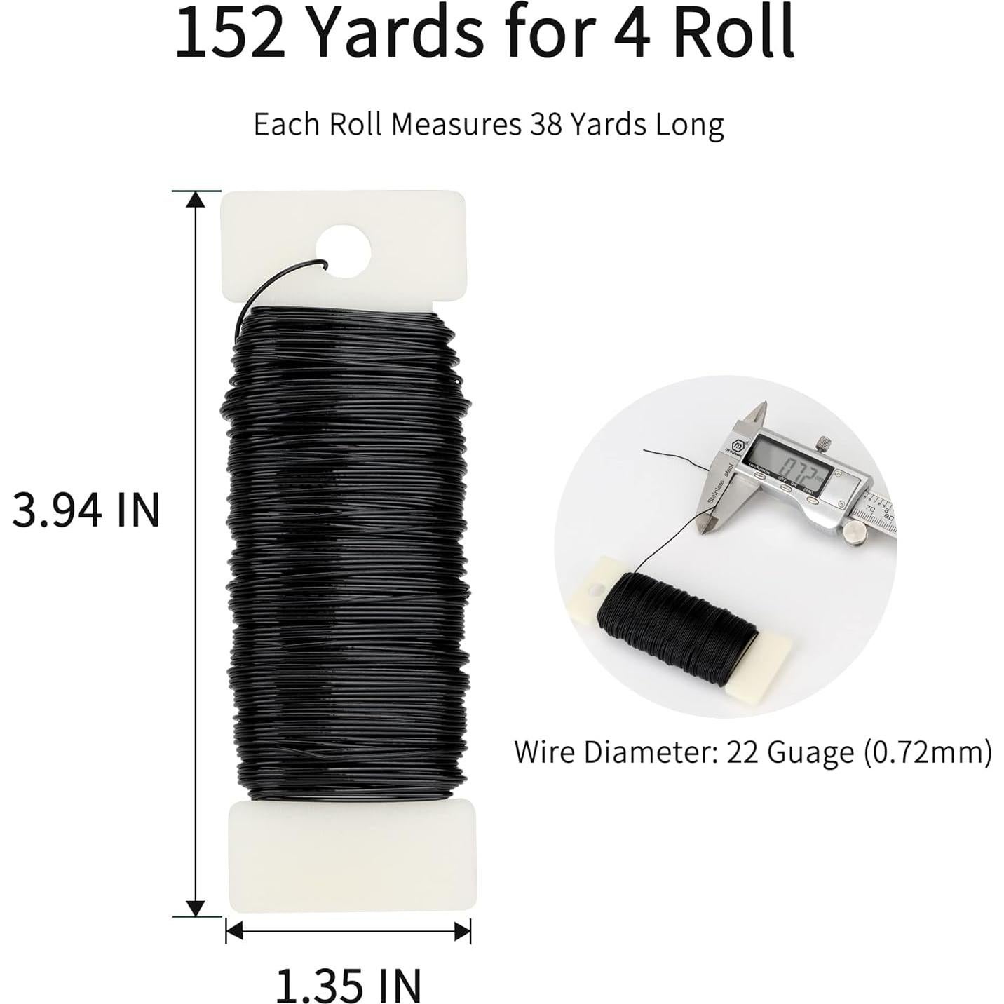 4 Rollos de Alambre Floral Flexible Febwind 22 Calibre 35m