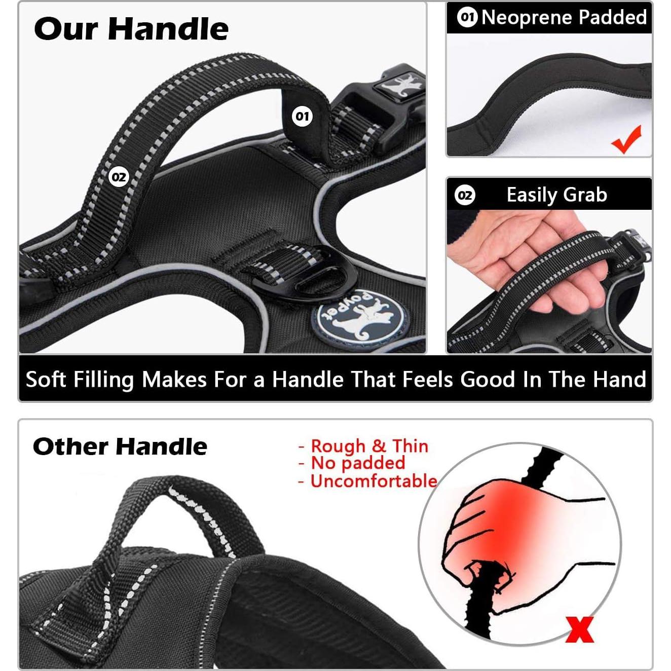 Arnés para Perros PoyPet XS Negro Reflectante Sin Tirones