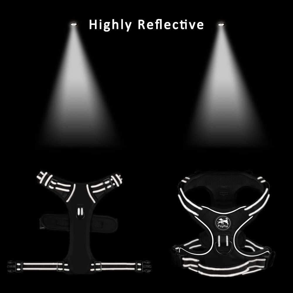 Arnés para Perros PoyPet XS Negro Reflectante Sin Tirones