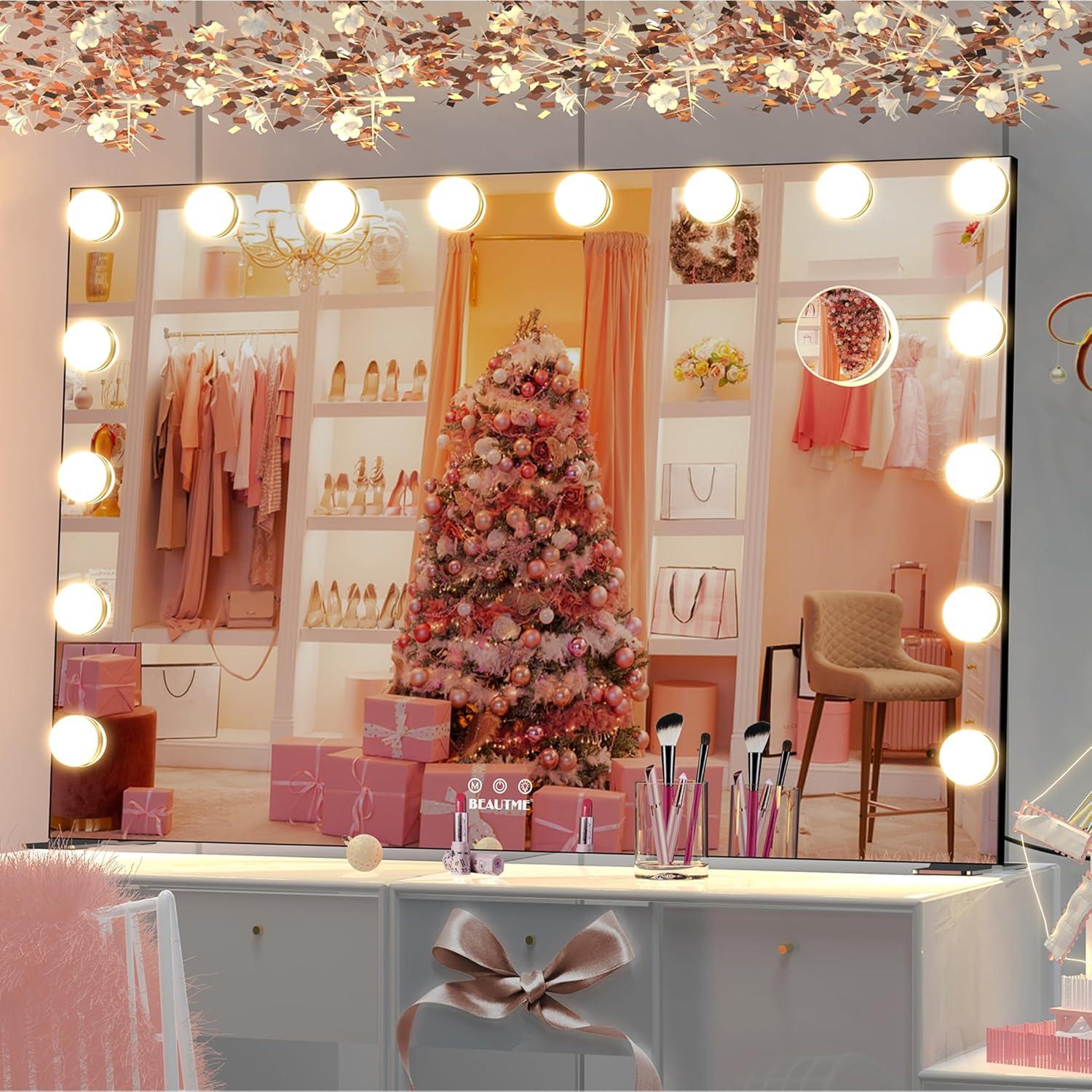 Espejo de tocador grande BEAUTME con luces LED regulables 91x61cm