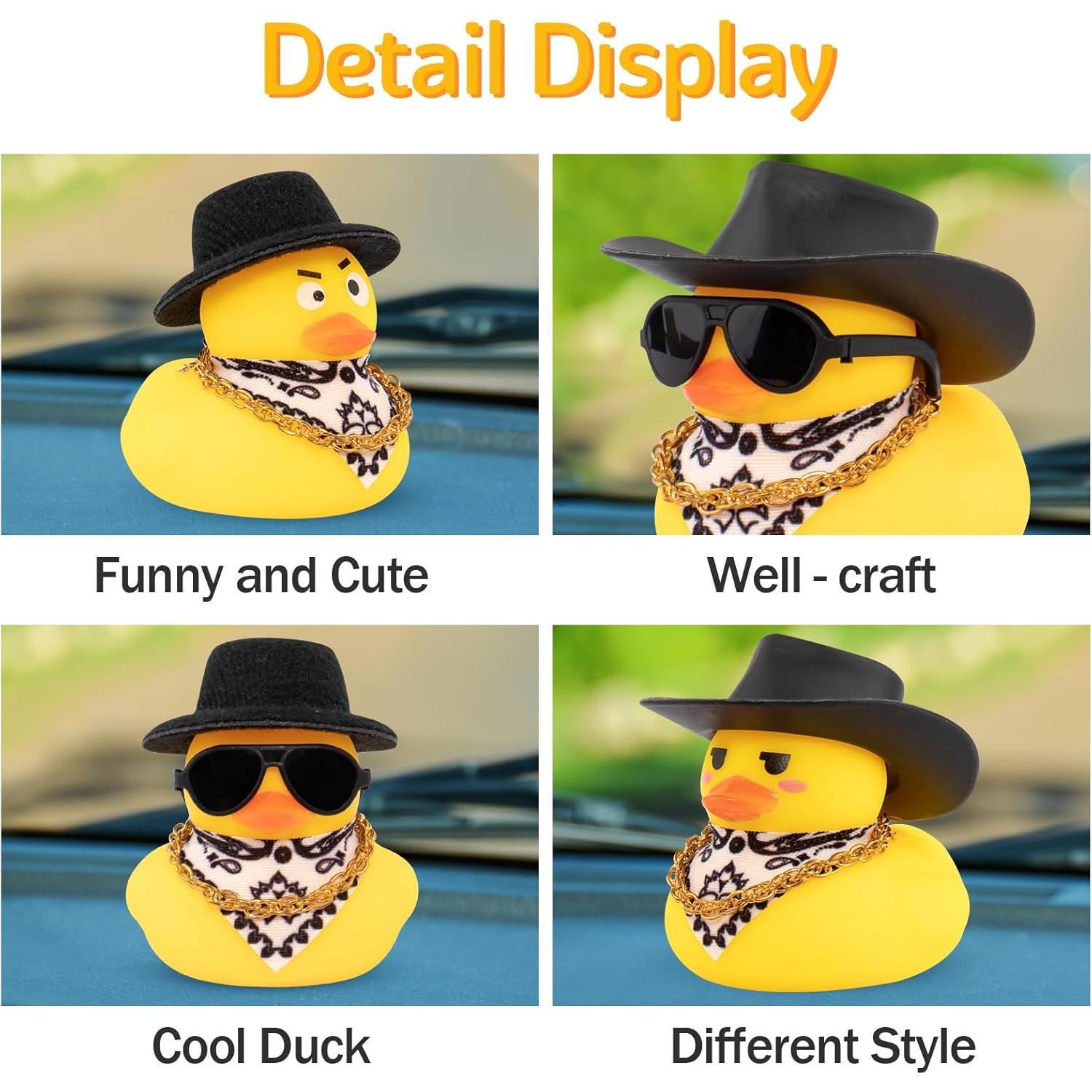 Pato de Goma Wonuu con Sombrero y Gafas para Auto