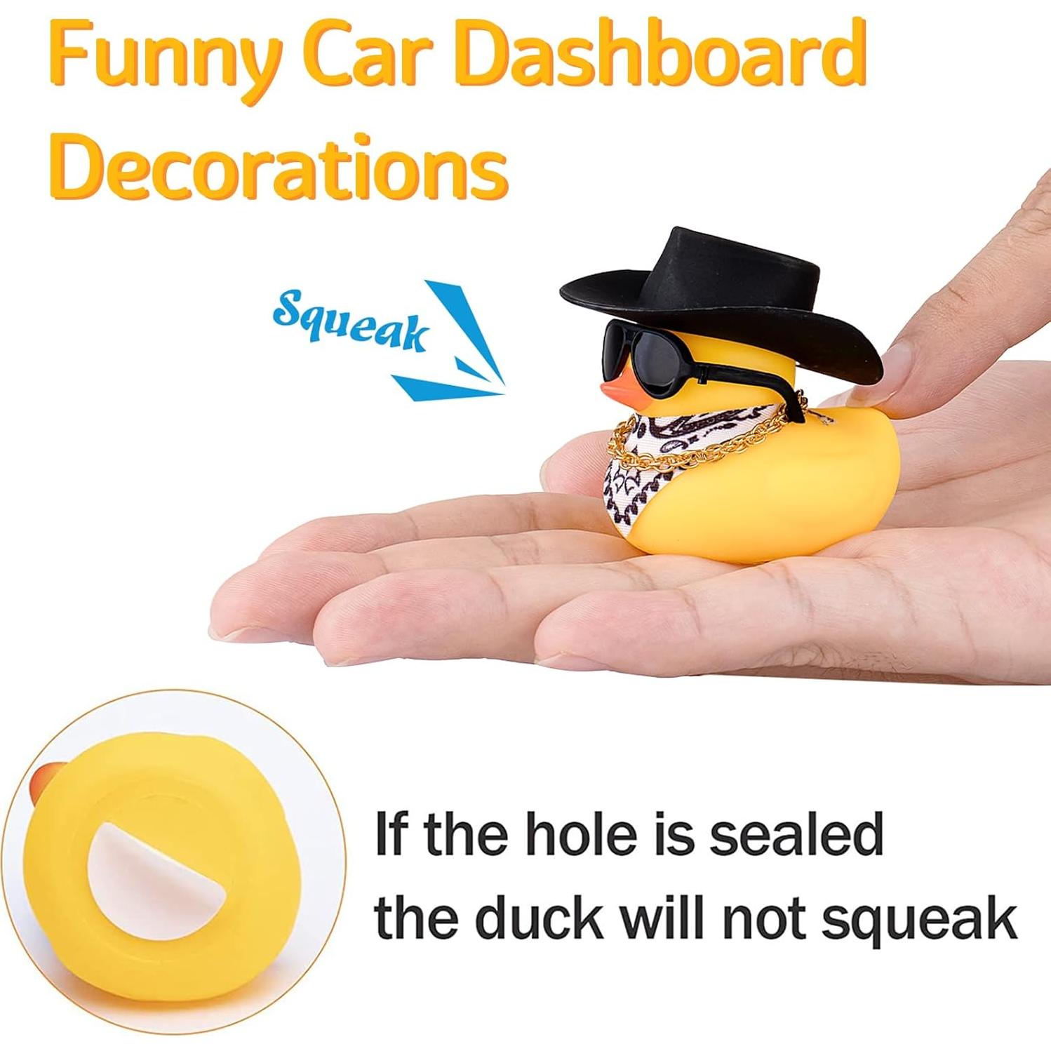 Pato de Goma Wonuu con Sombrero y Gafas para Auto