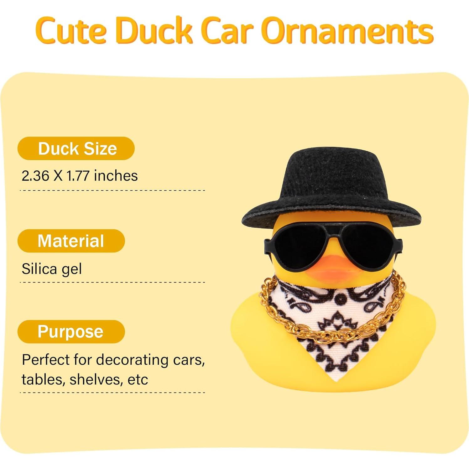 Pato de Goma Wonuu con Sombrero y Gafas para Auto