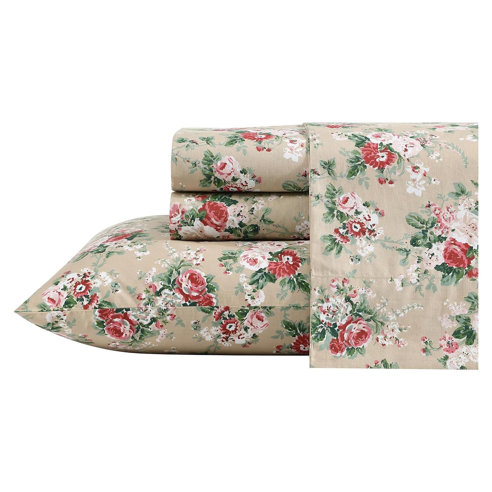 Juego de Sábanas Individual Laura Ashley Algodón Percal Beige